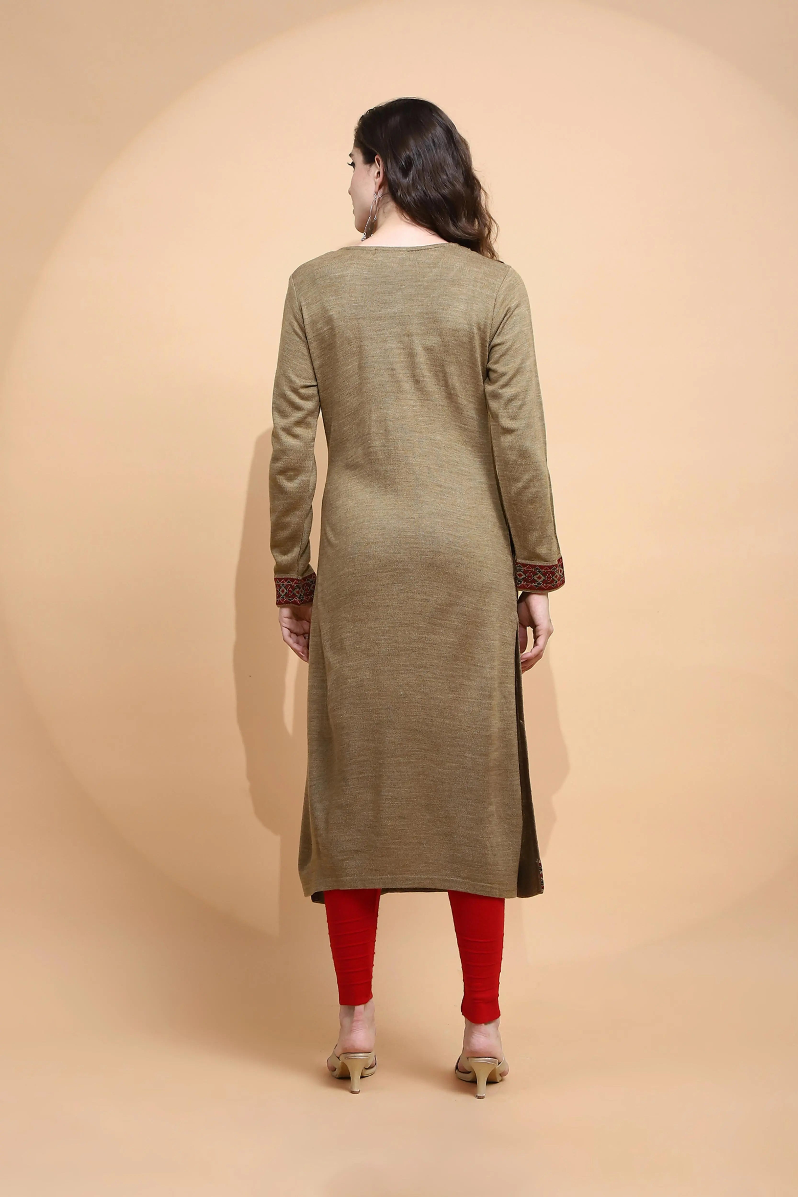 Beige cotton Regular Fit Kurta For Women - Global Republic