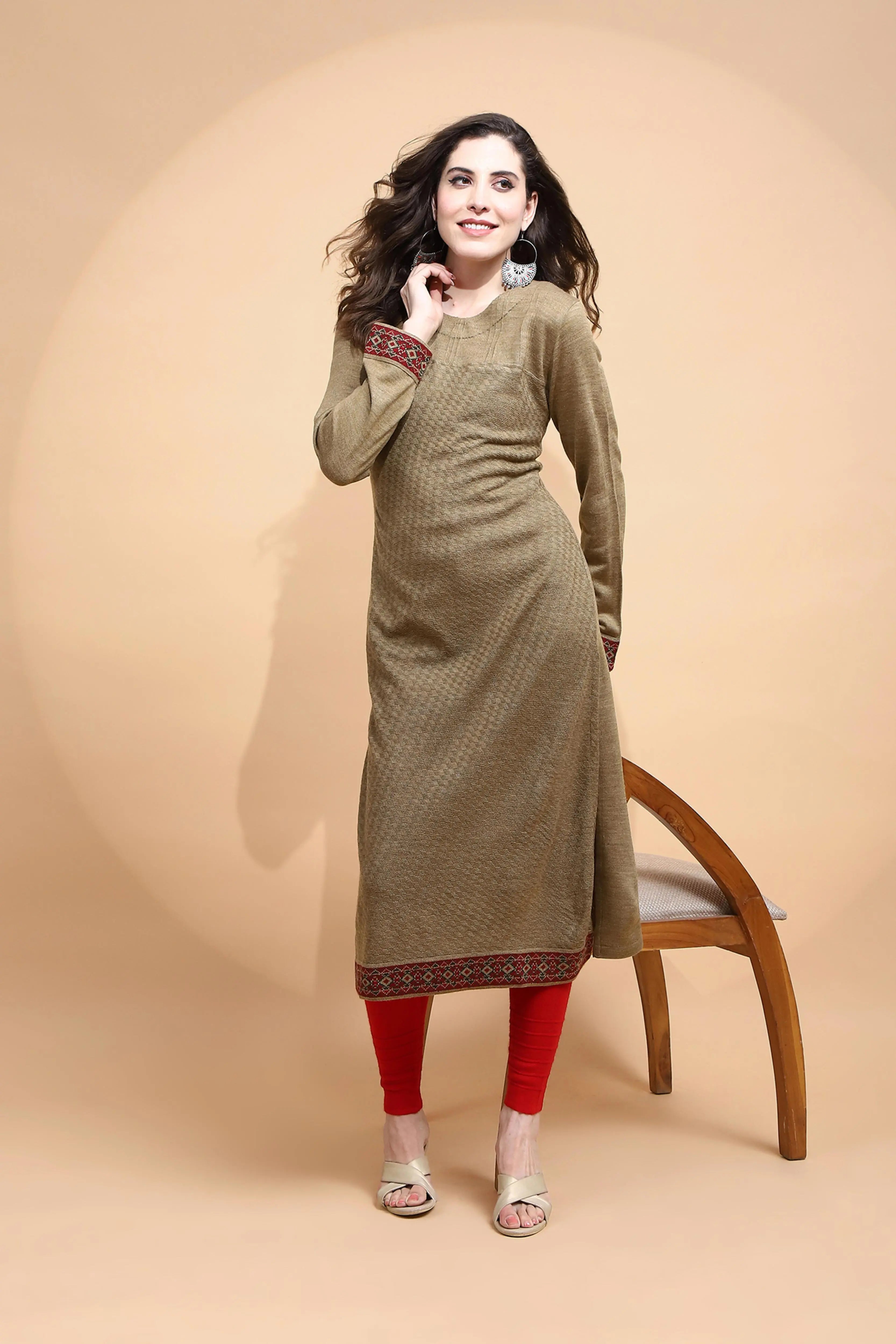 Beige cotton Regular Fit Kurta For Women - Global Republic