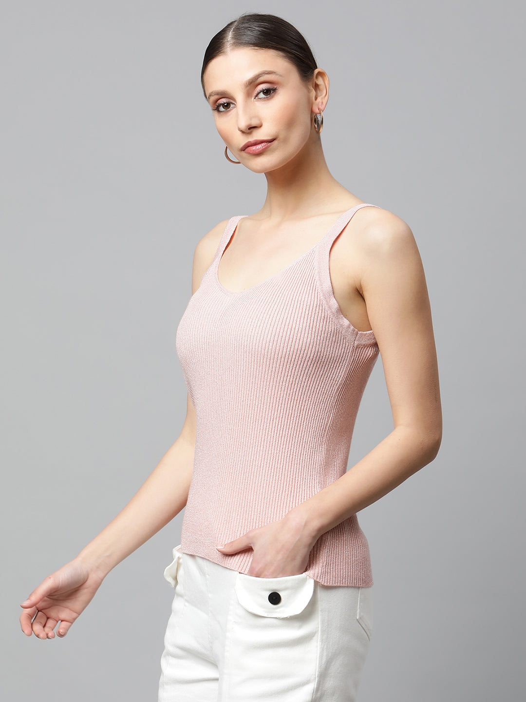 Women Shimmery Slim Fit Camisole Top - Global Republic