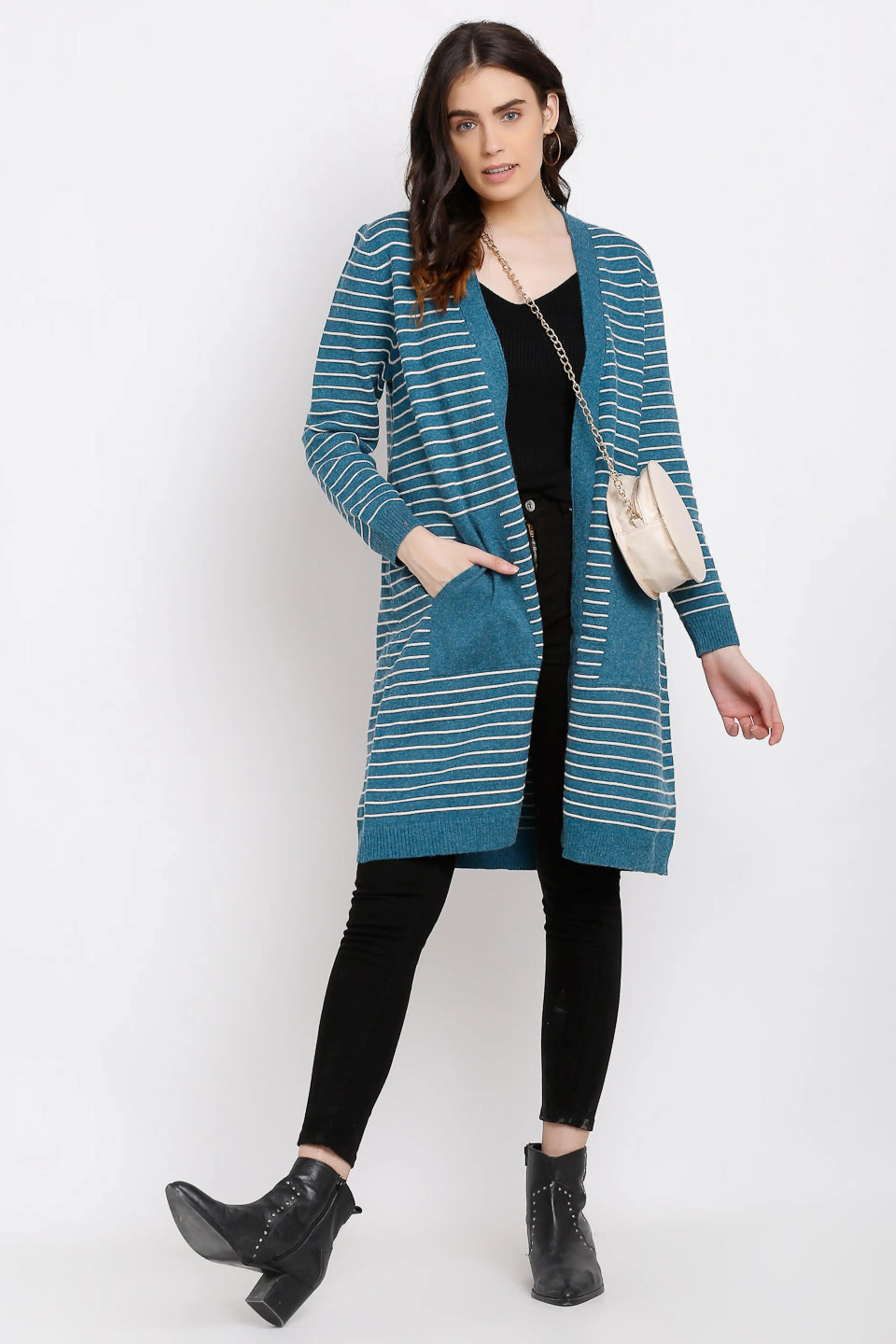 Turquoise Knitted Winter Shrug - Global Republic