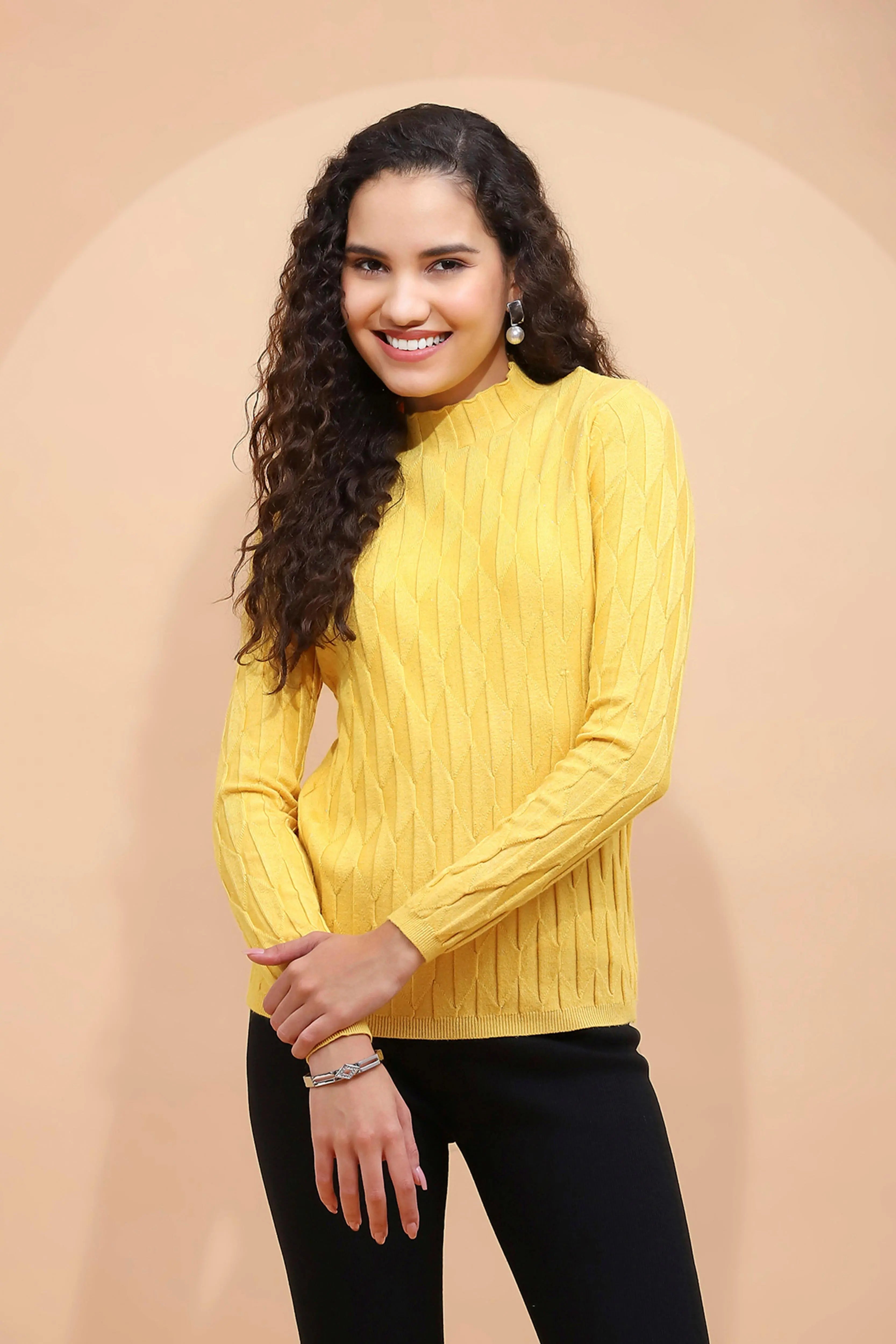 Mustard Slim Fit Skivvy Pullover - Global Republic