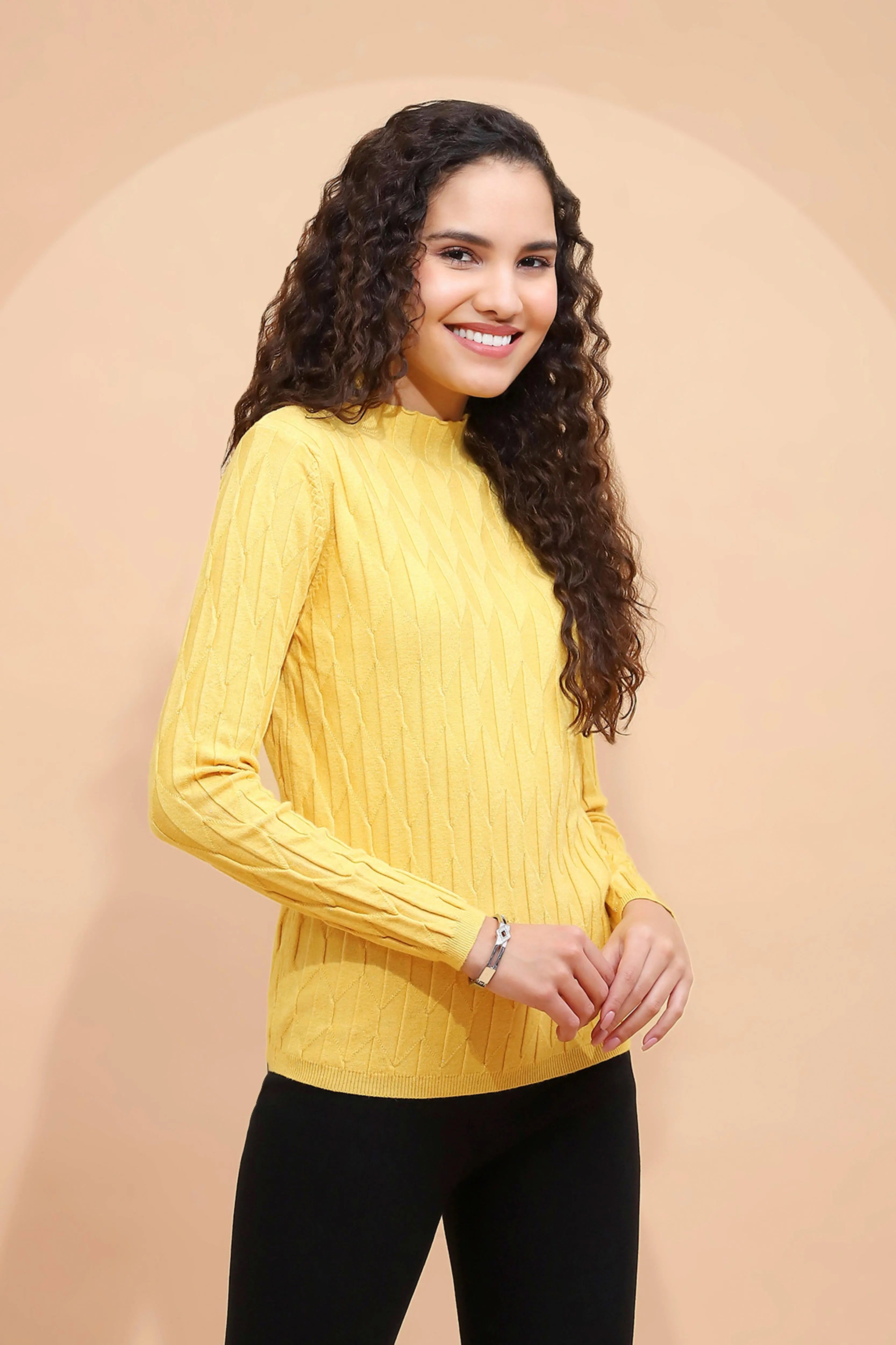 Mustard Slim Fit Skivvy Pullover - Global Republic