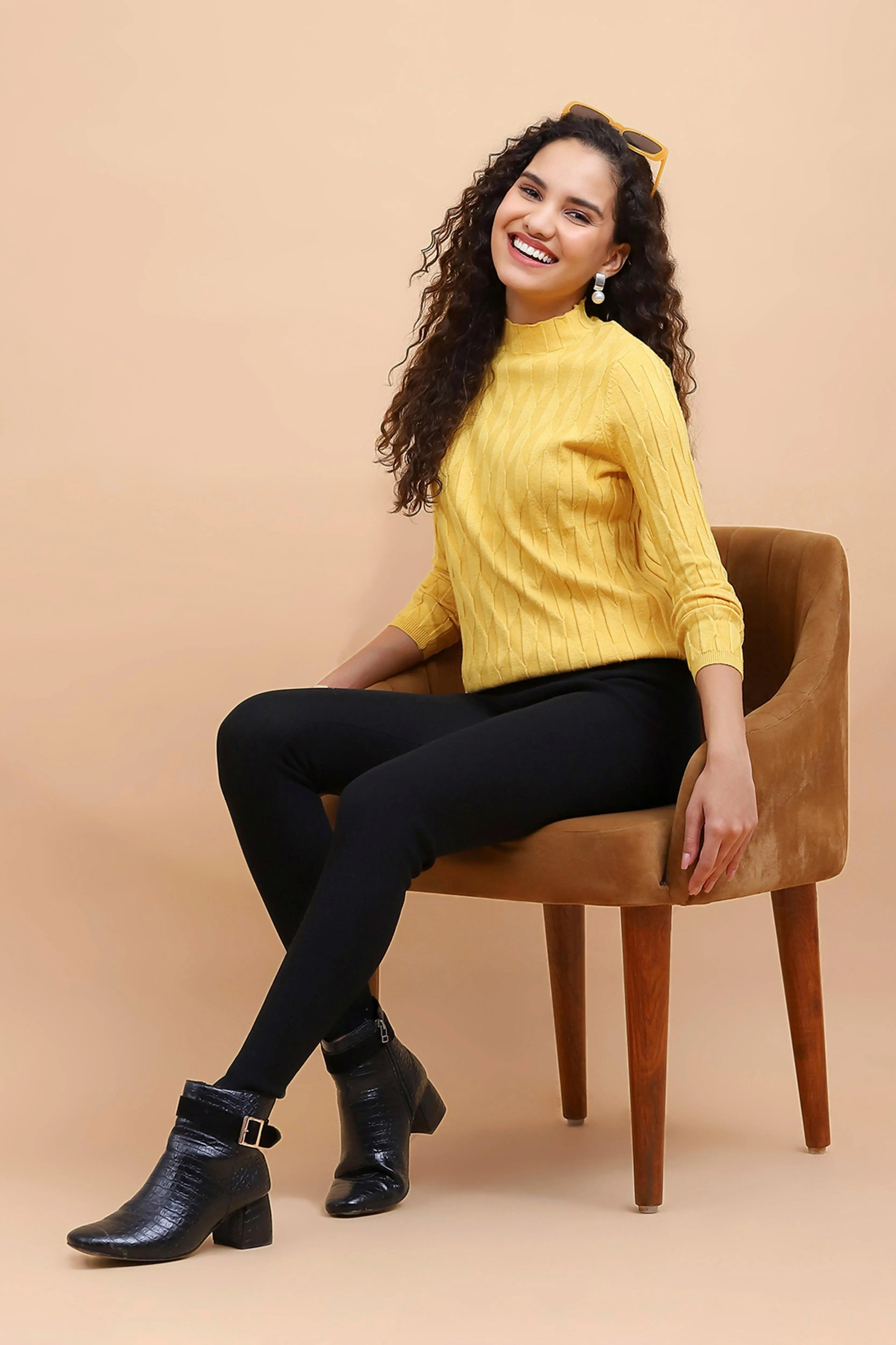 Mustard Slim Fit Skivvy Pullover - Global Republic