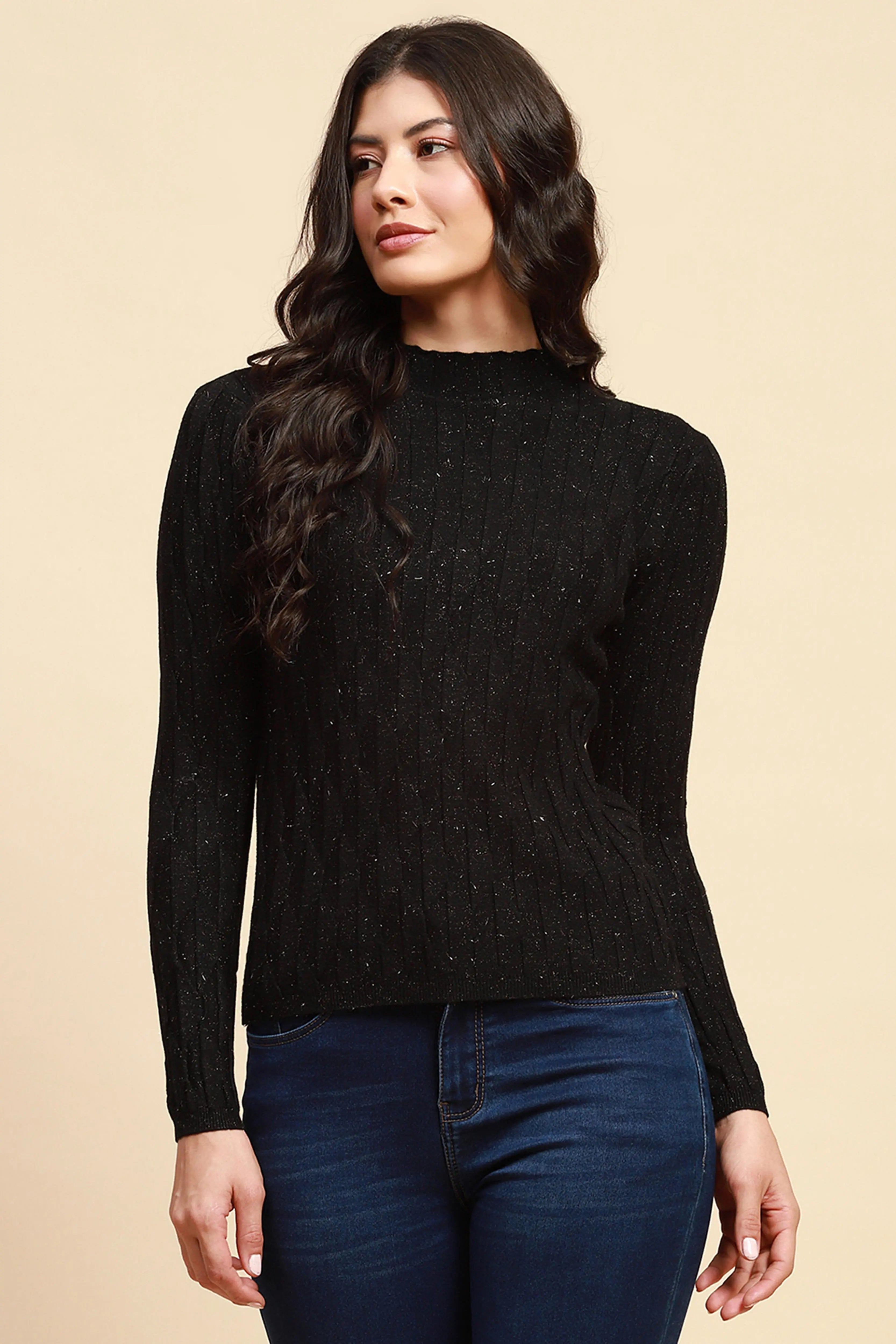 Black Slim Fit Skivvy Pullover - Global Republic