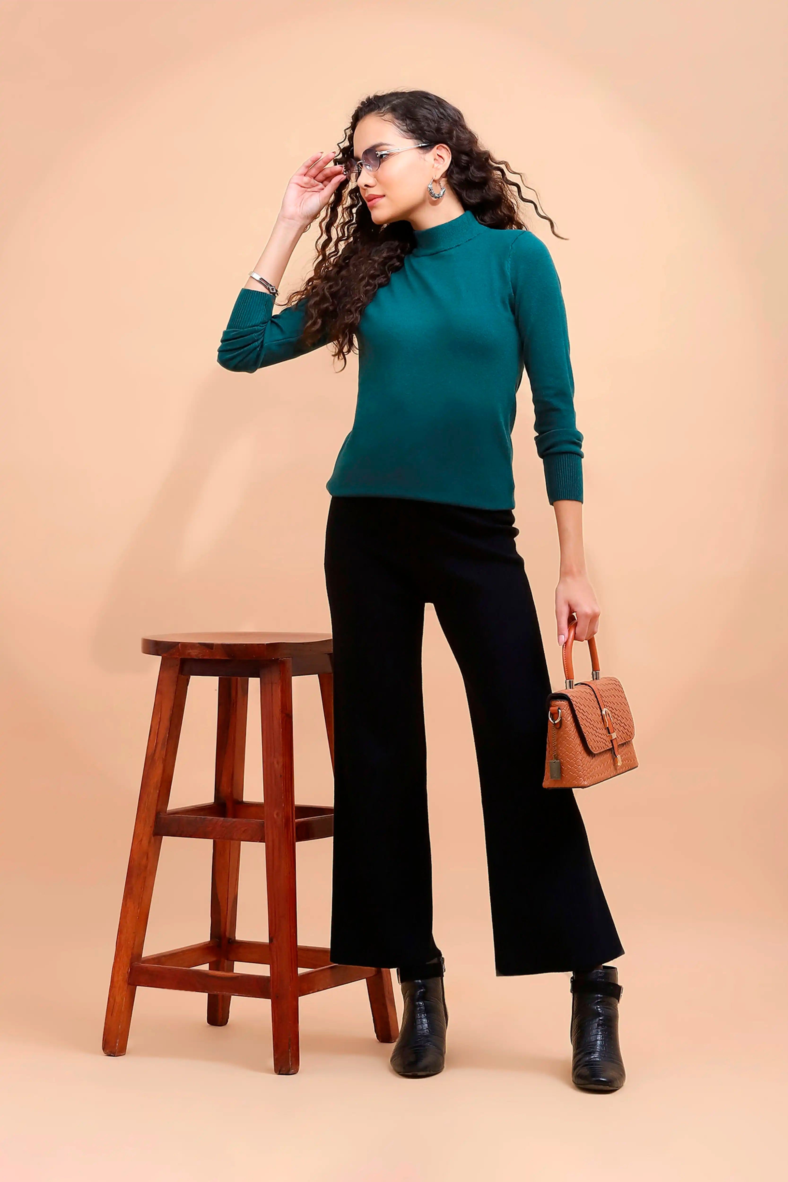 Bottle Green Turtle Neck Skivvy Top - Global Republic