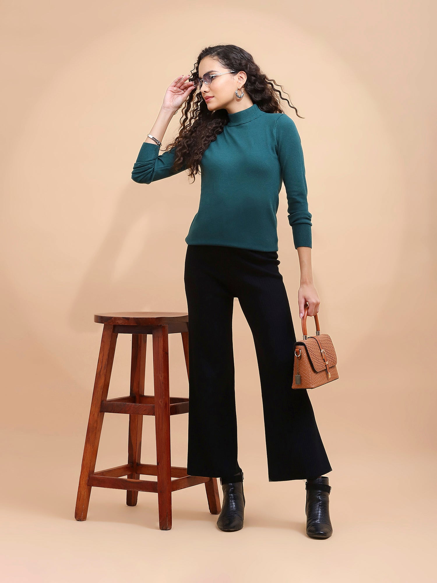 Bottle Green Turtle Neck Skivvy Top - Global Republic