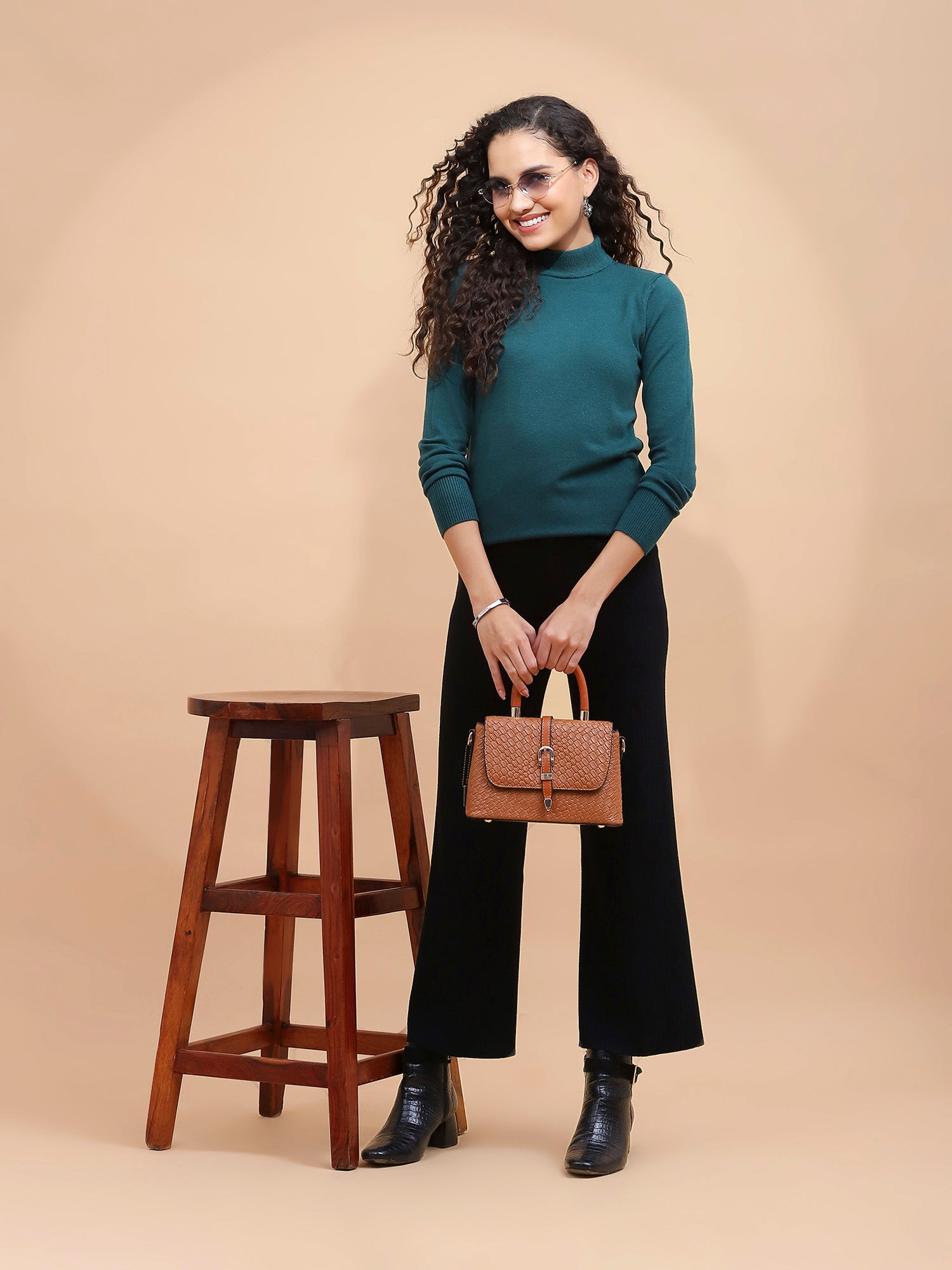 Bottle Green Turtle Neck Skivvy Top - Global Republic