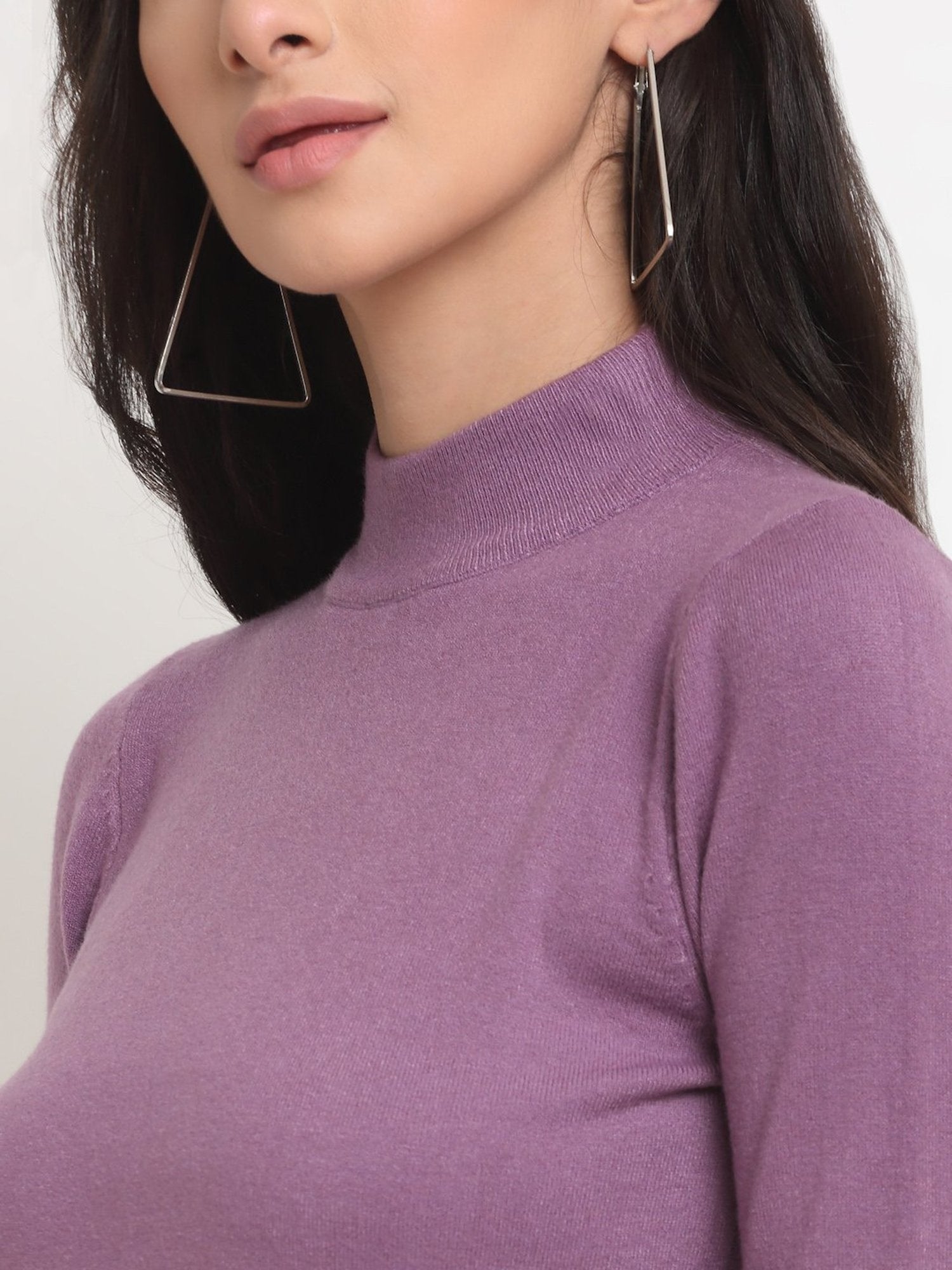 Women Purple Turtle Neck Snug Fit Skivvy - Global Republic