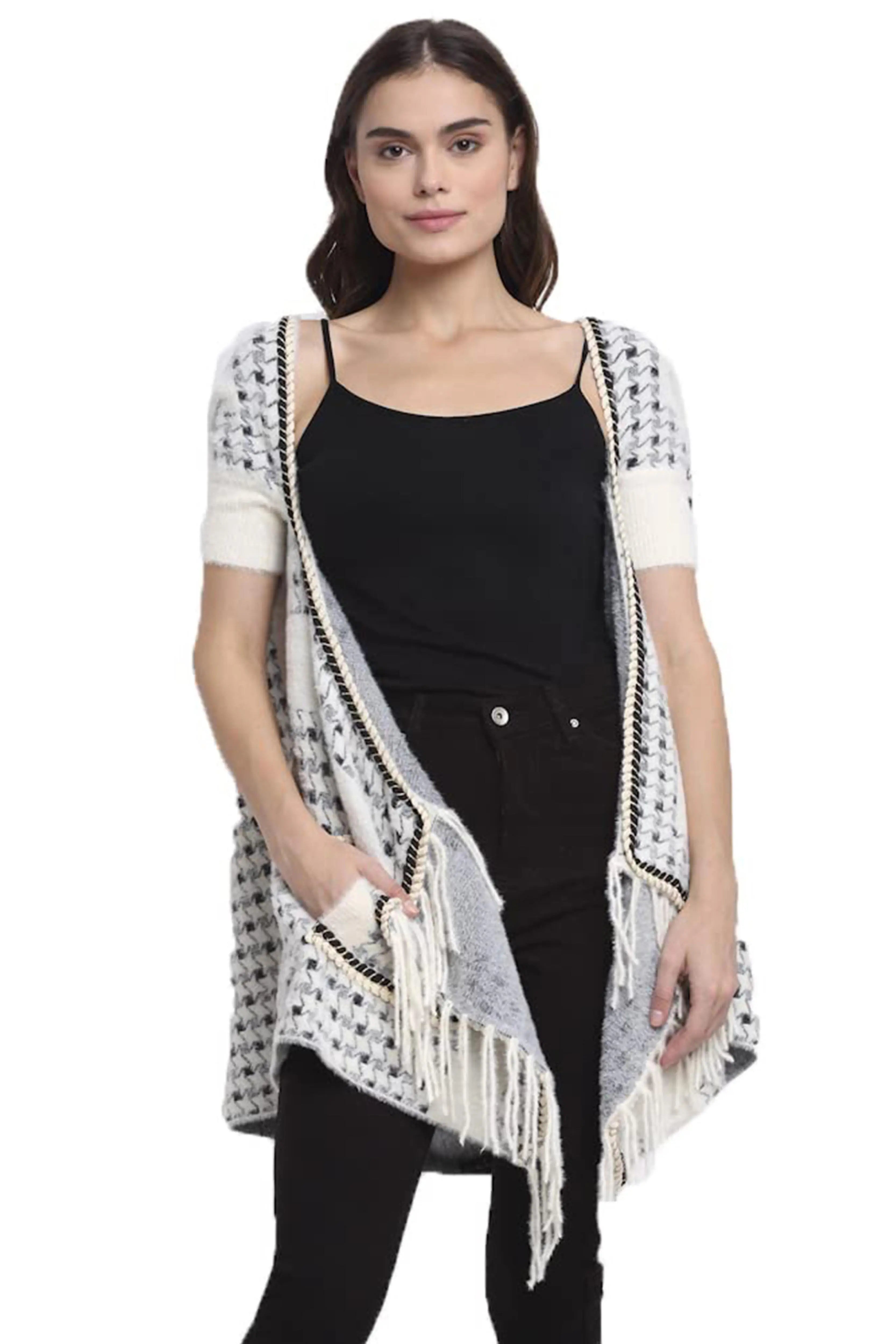Black & White Knitted Shrug - Global Republic