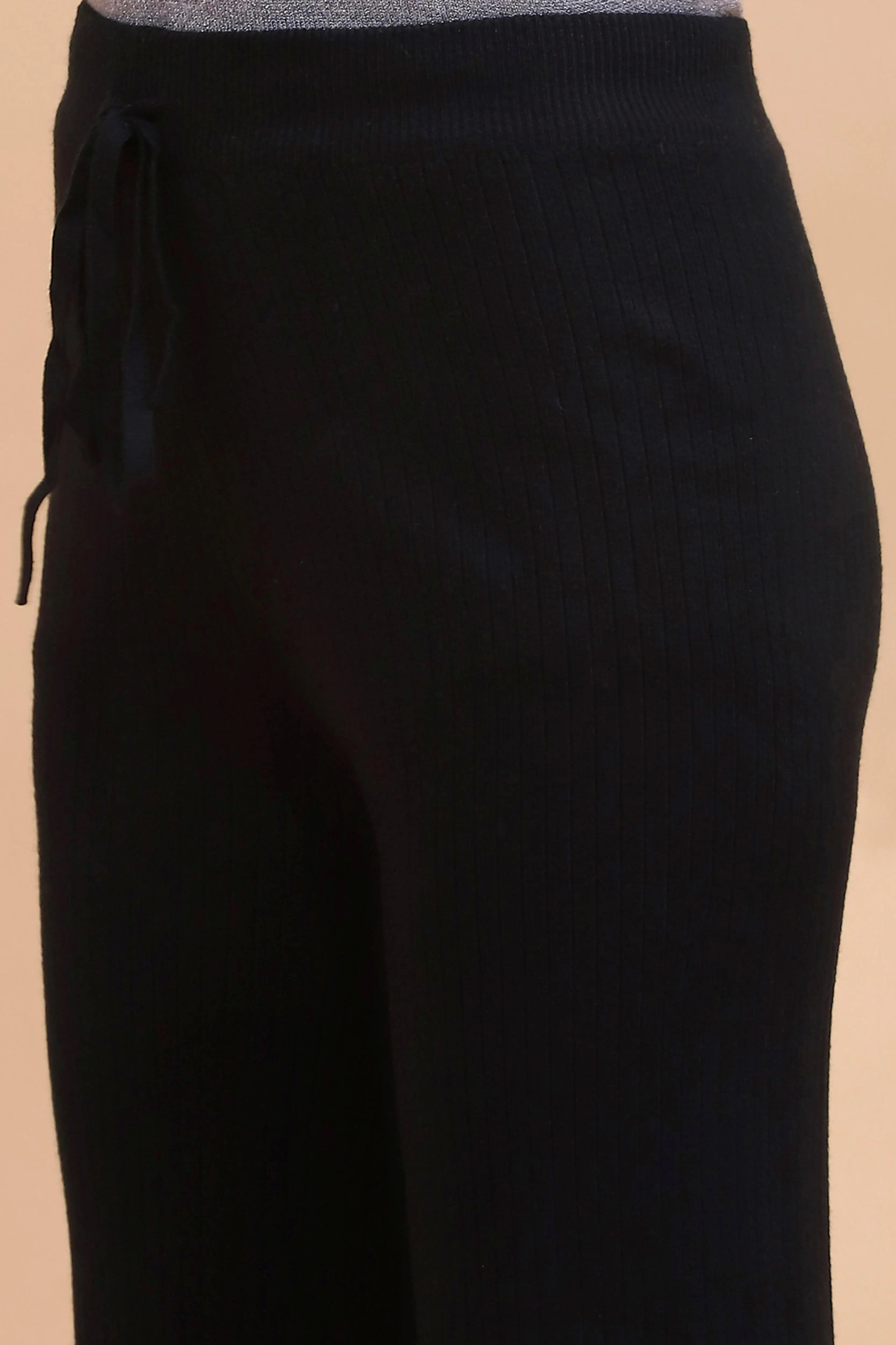 Black Viscose Blend Solid Lower - Global Republic
