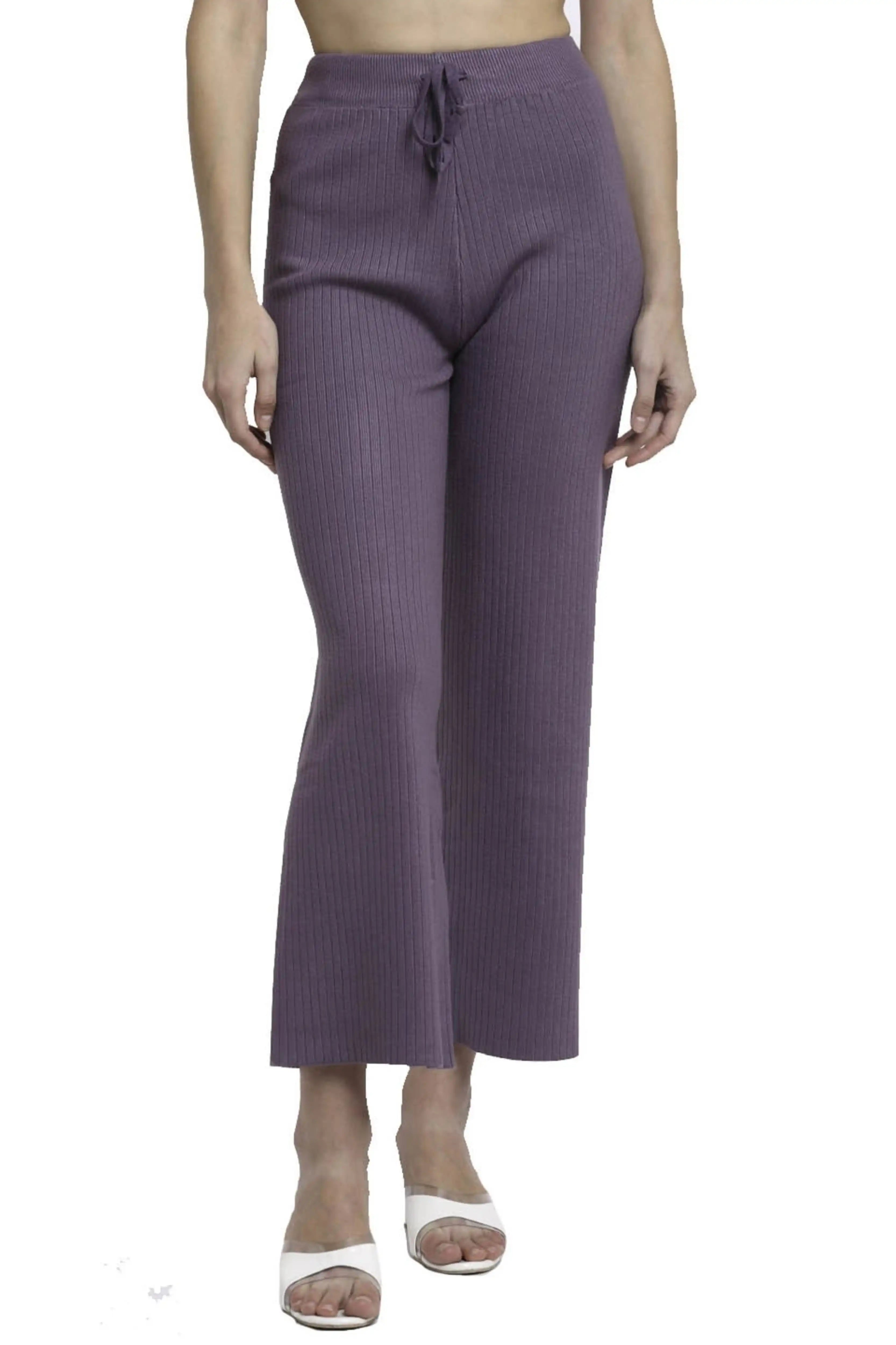 Purple Viscose Knitted Winter Lower