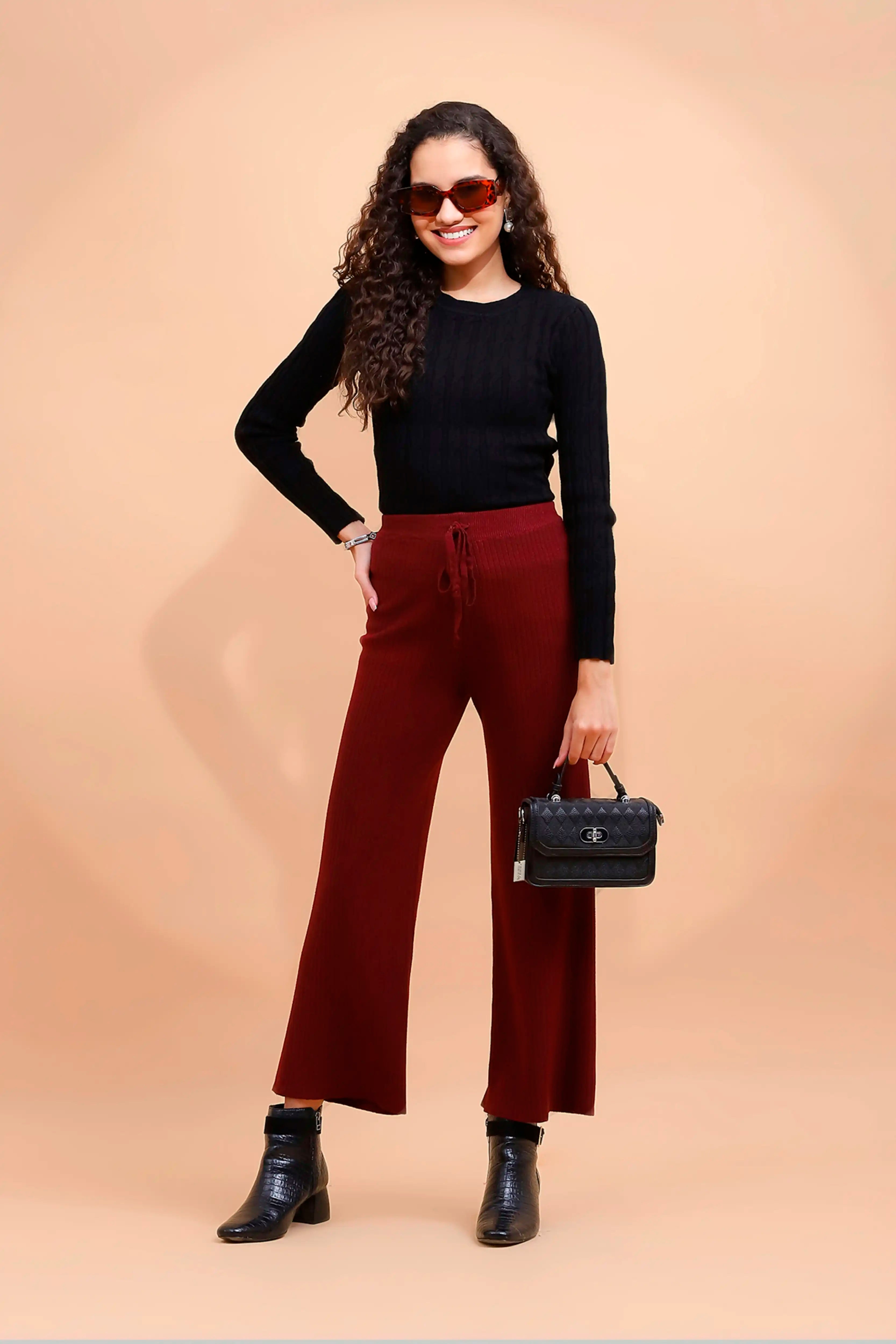 Wine Viscose Blend Solid Lower