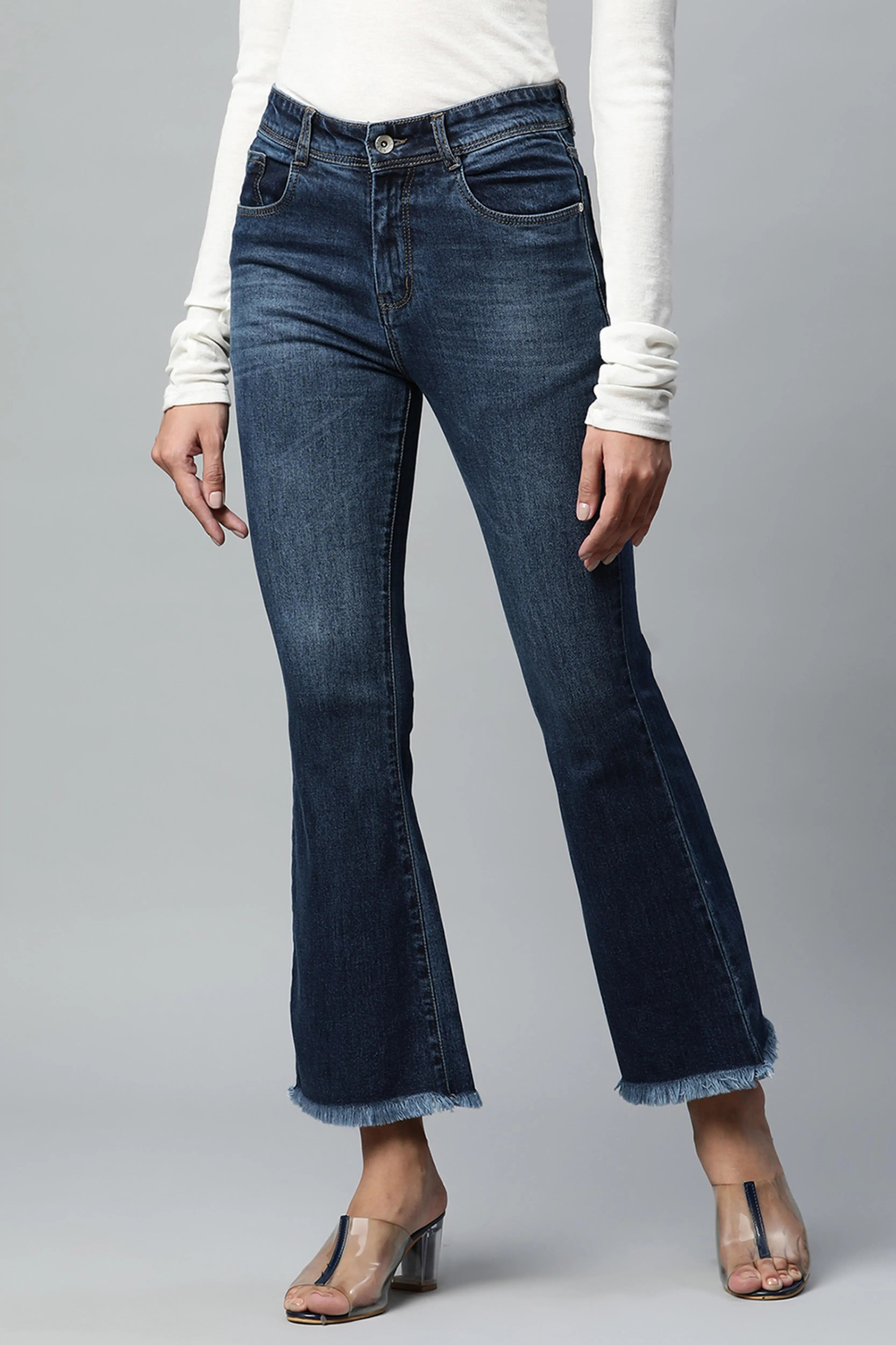 Blue Medium Washed Bootcut Jeans - Global Republic
