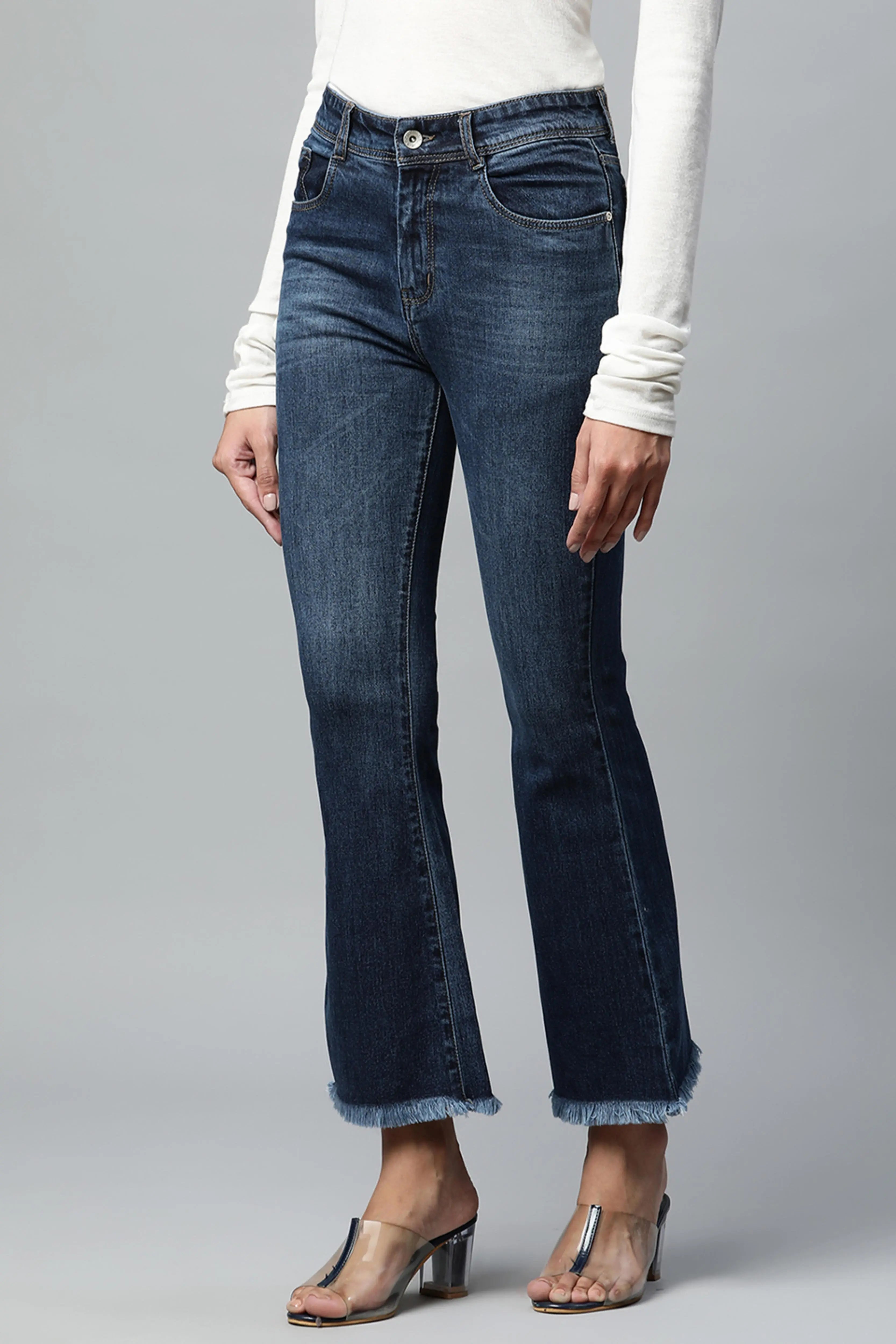 Blue Medium Washed Bootcut Jeans - Global Republic