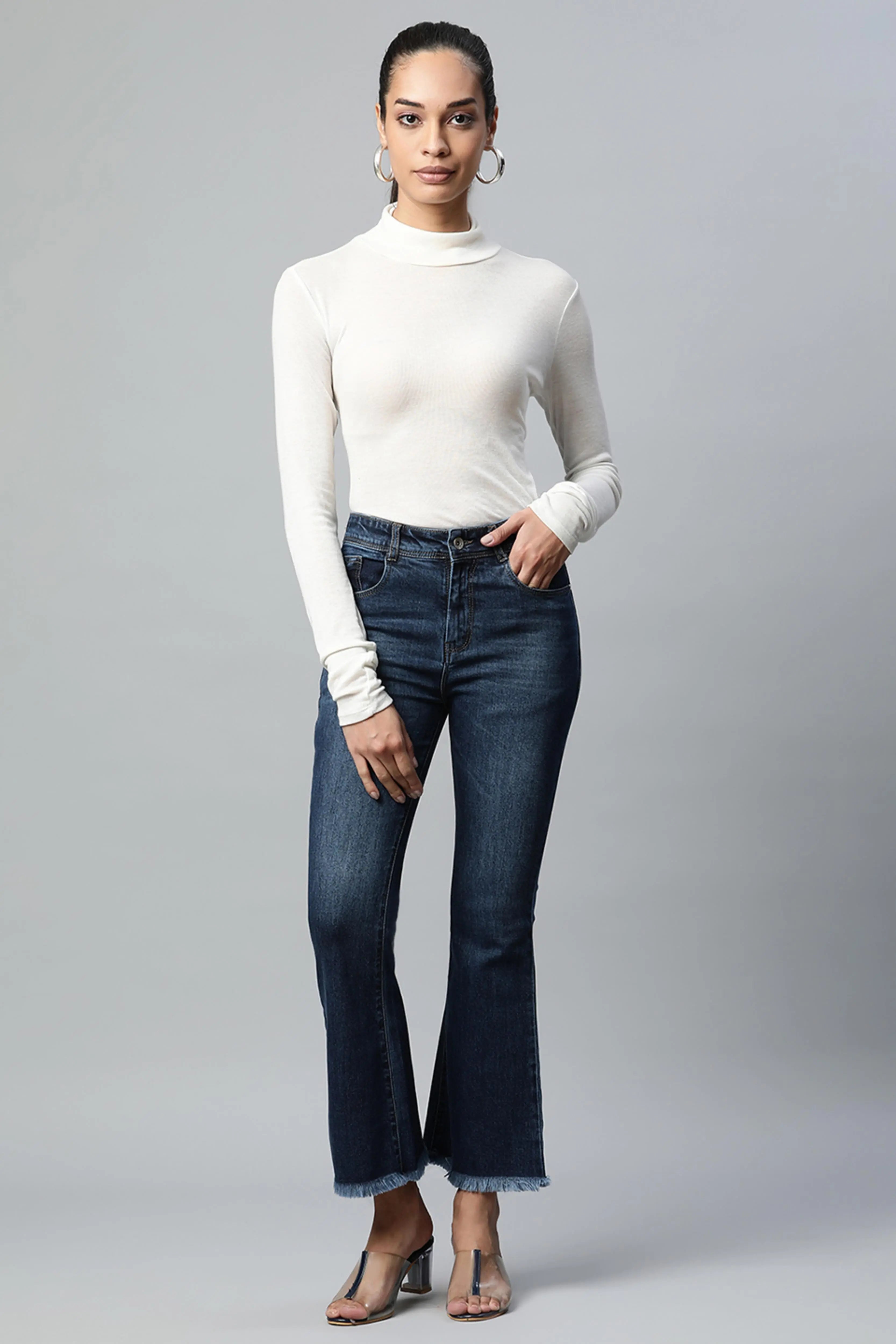 Blue Medium Washed Bootcut Jeans - Global Republic