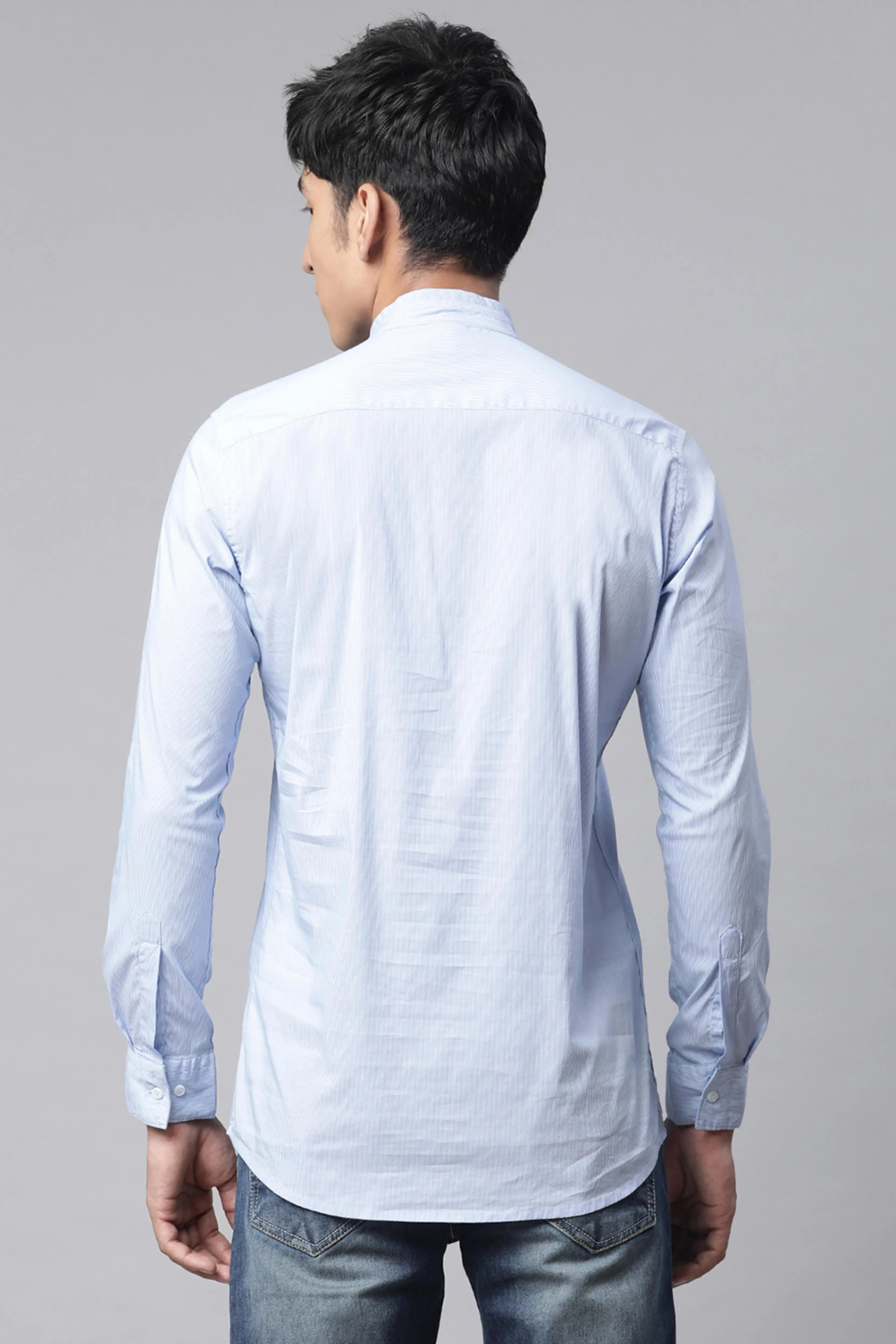 Men Sky Blue Trendo Kurta - Global Republic