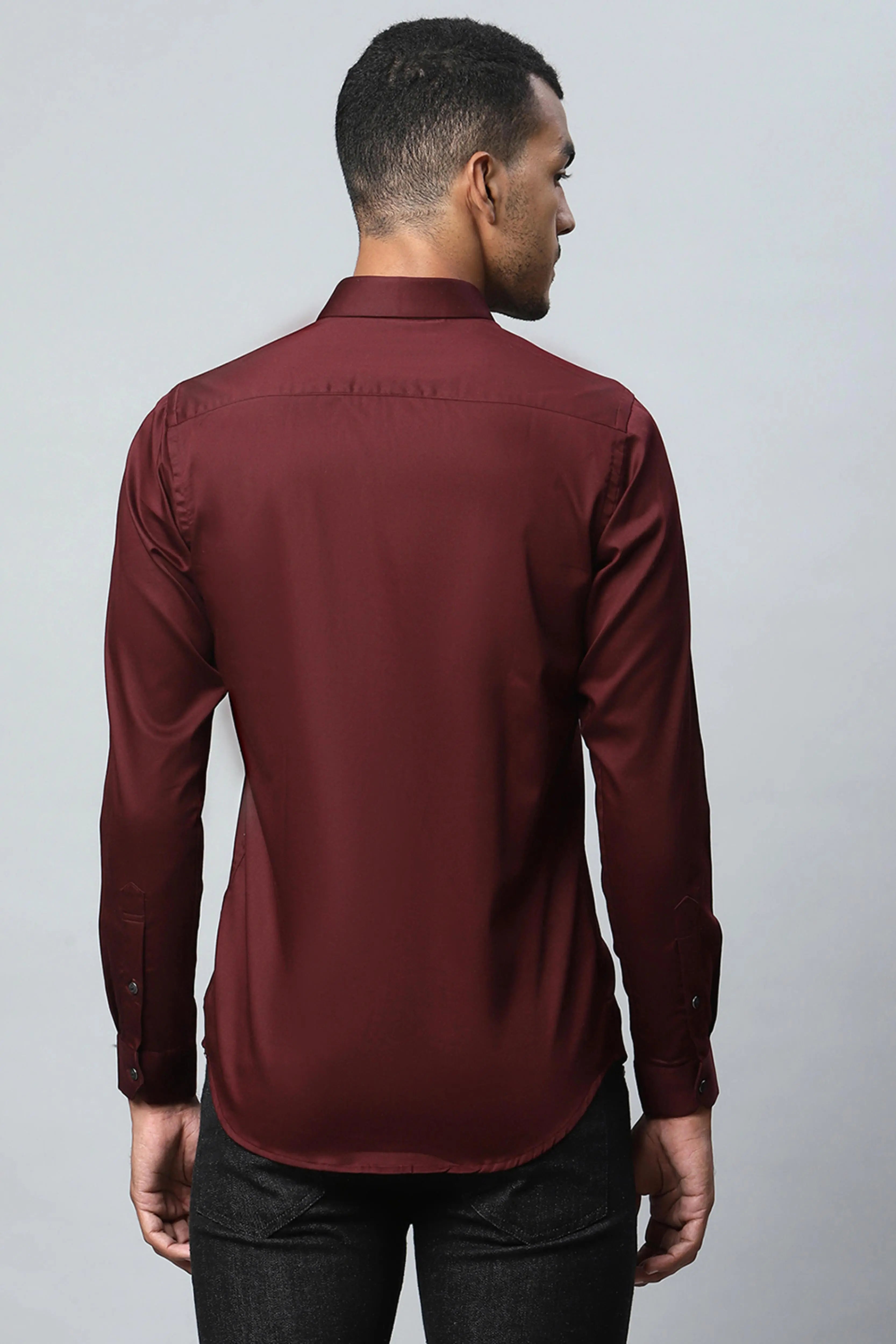 Men Maroon Formal Shirt - Global Republic