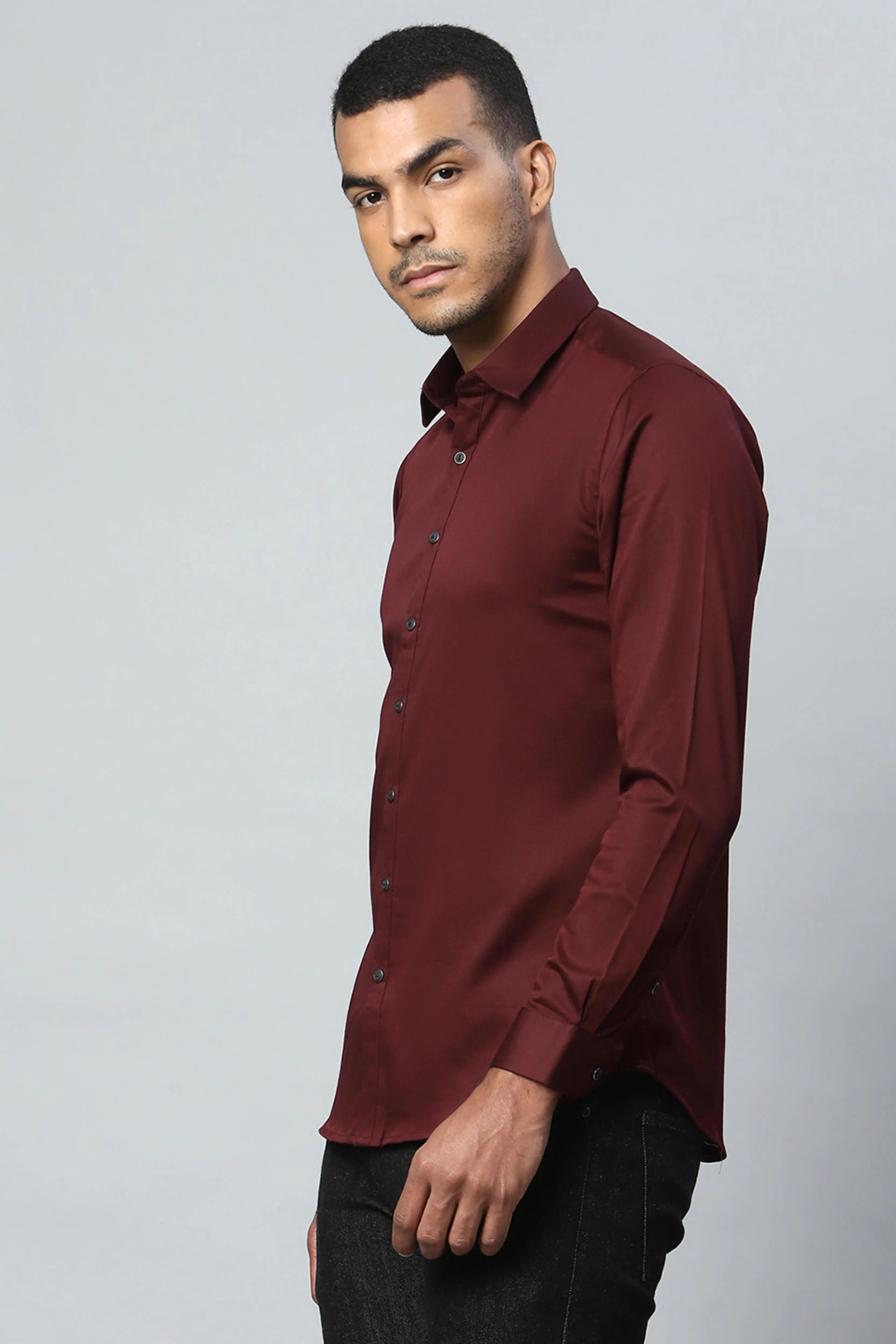 Men Maroon Formal Shirt - Global Republic
