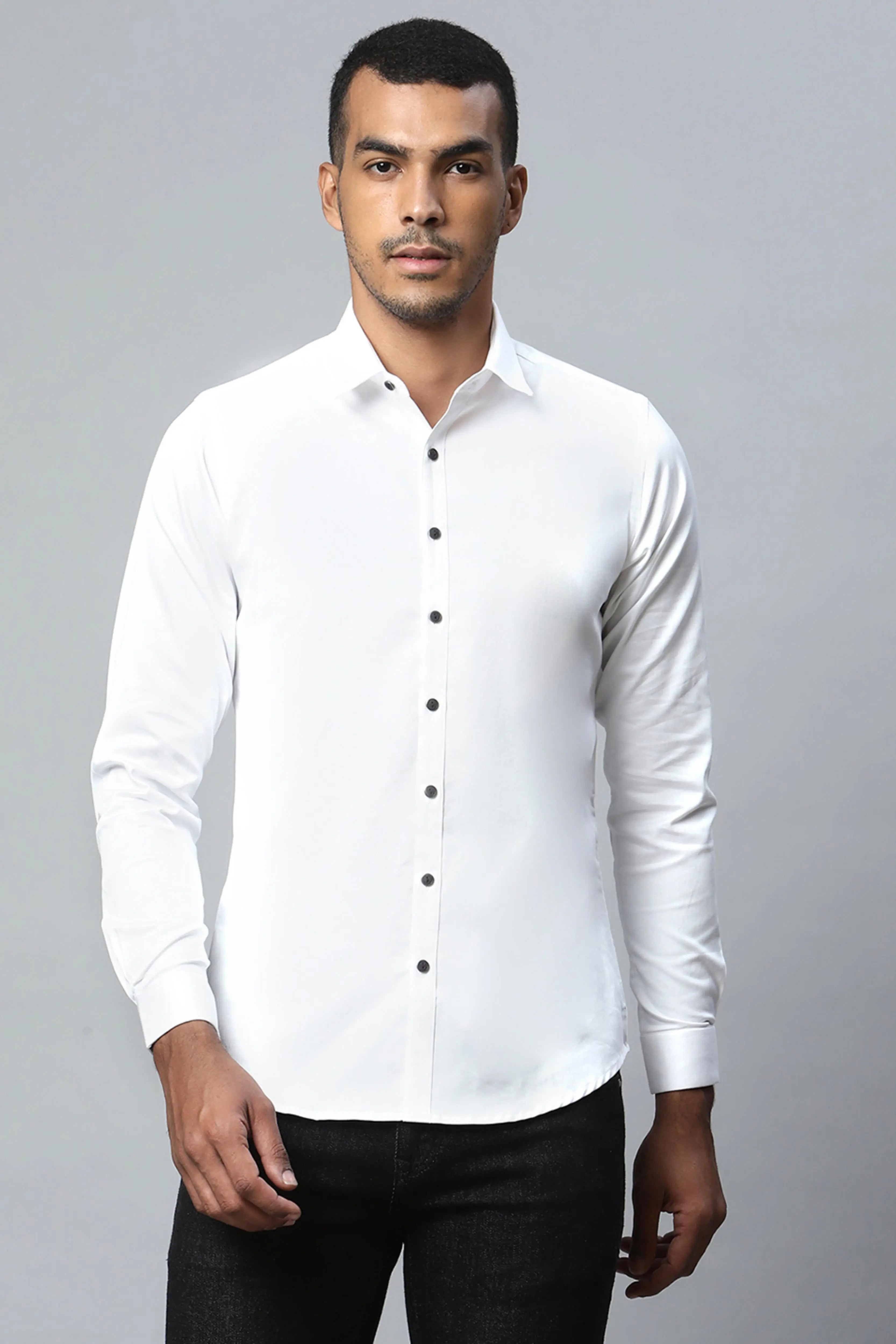 Men White Semi- Formal Shirt - Global Republic