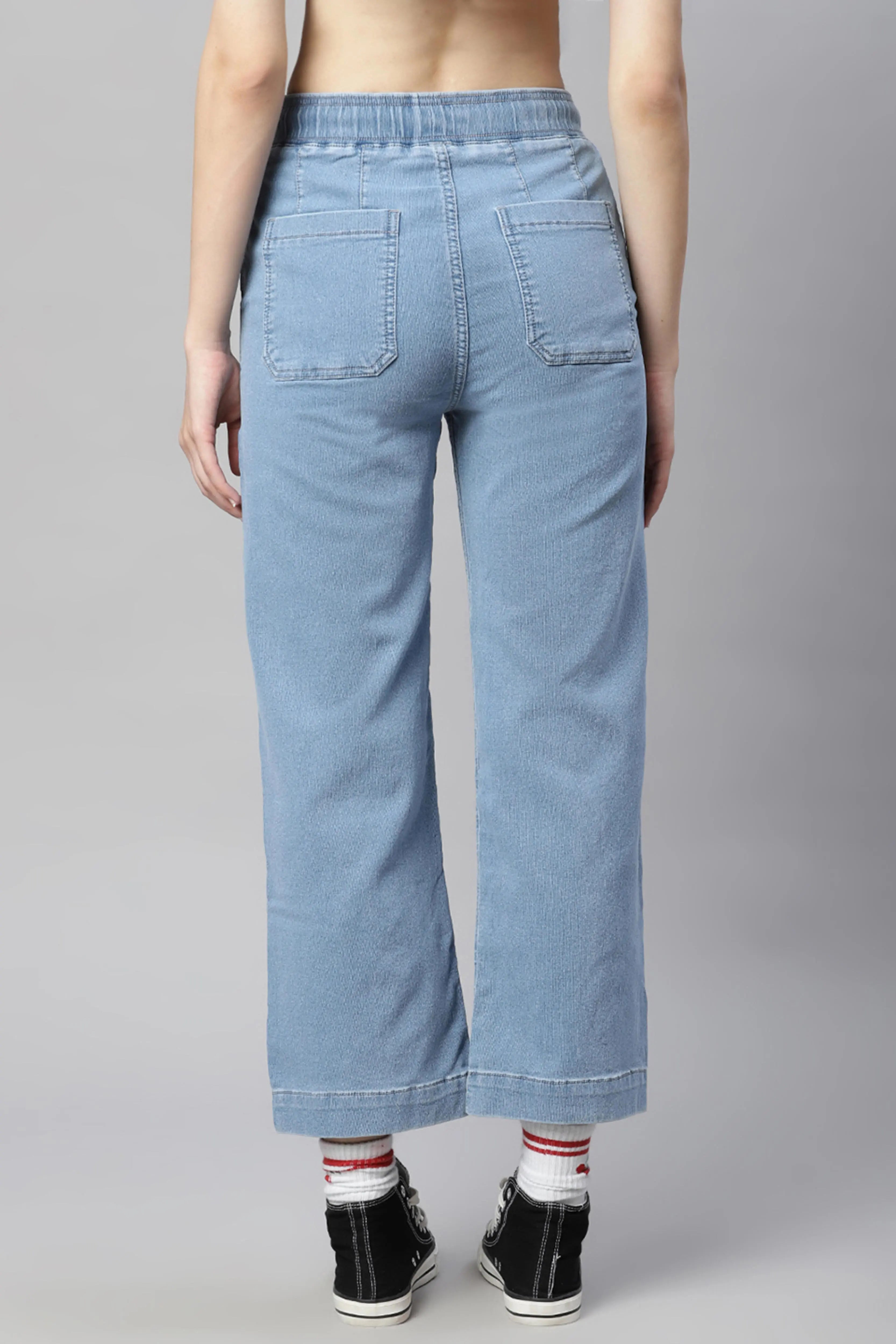 Women Blue Denim Plain Lower