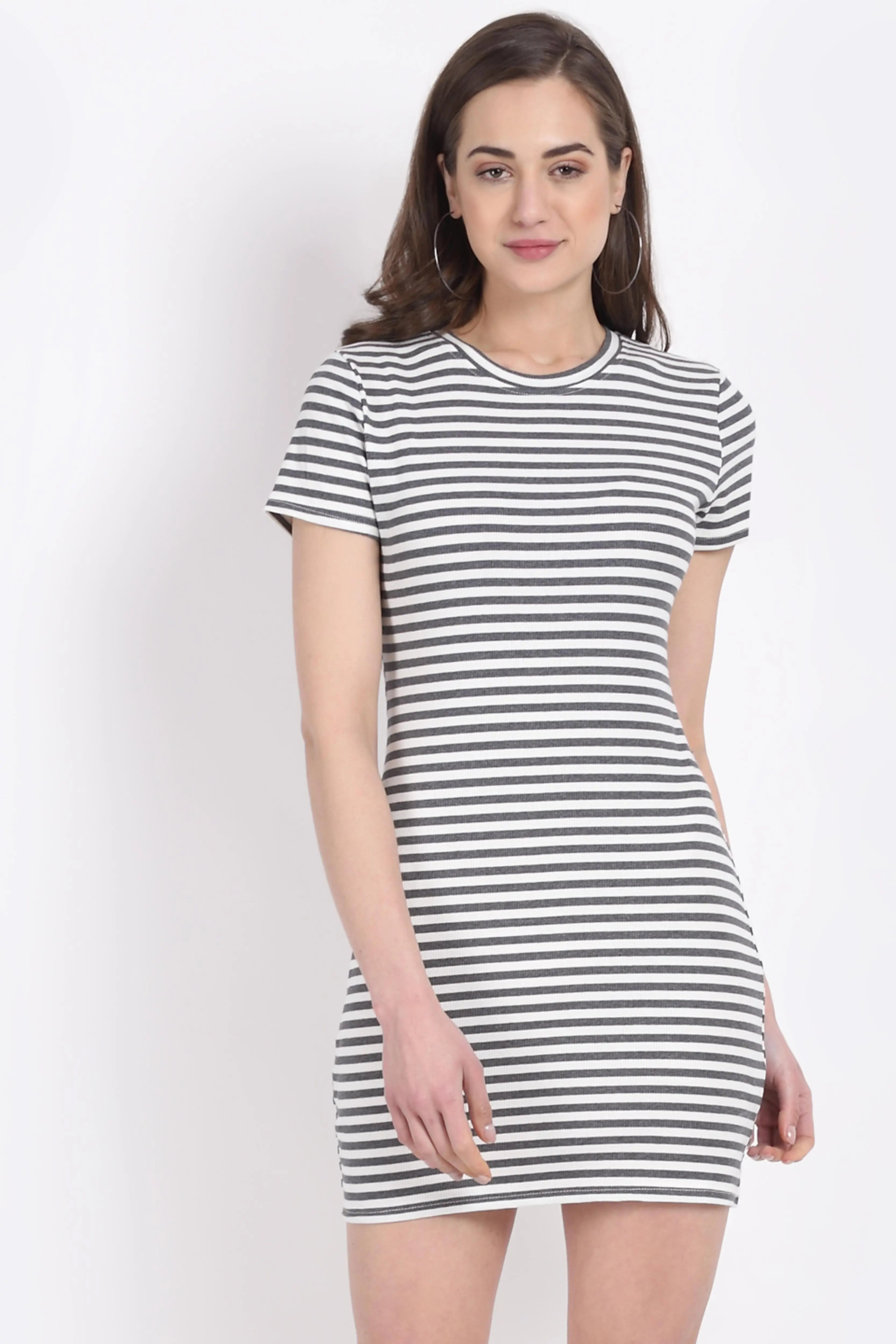 Women Grey leopard Printed Tunic Dress - Global Republic