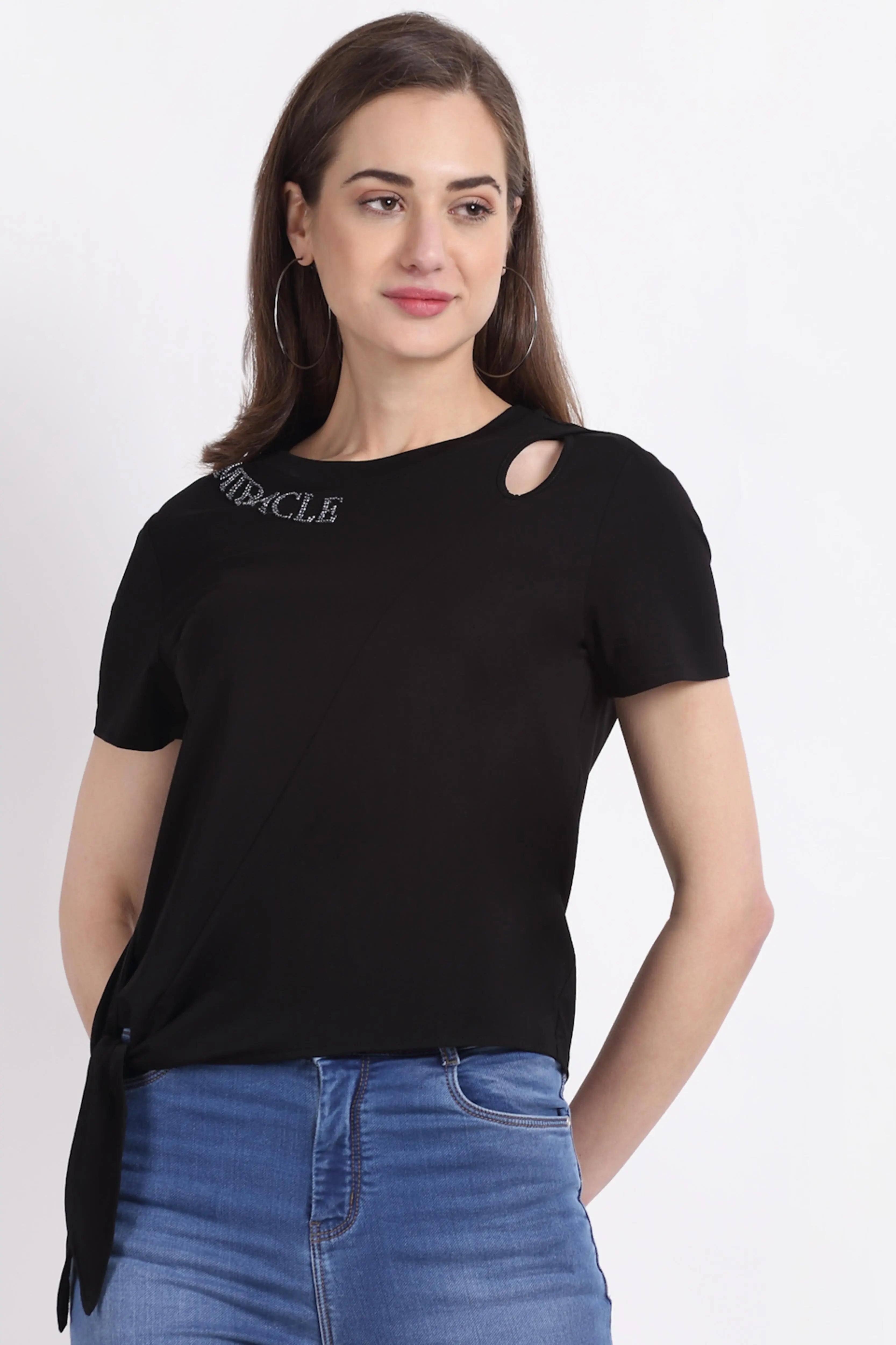 Black Hoisery Scraf Top - Global Republic