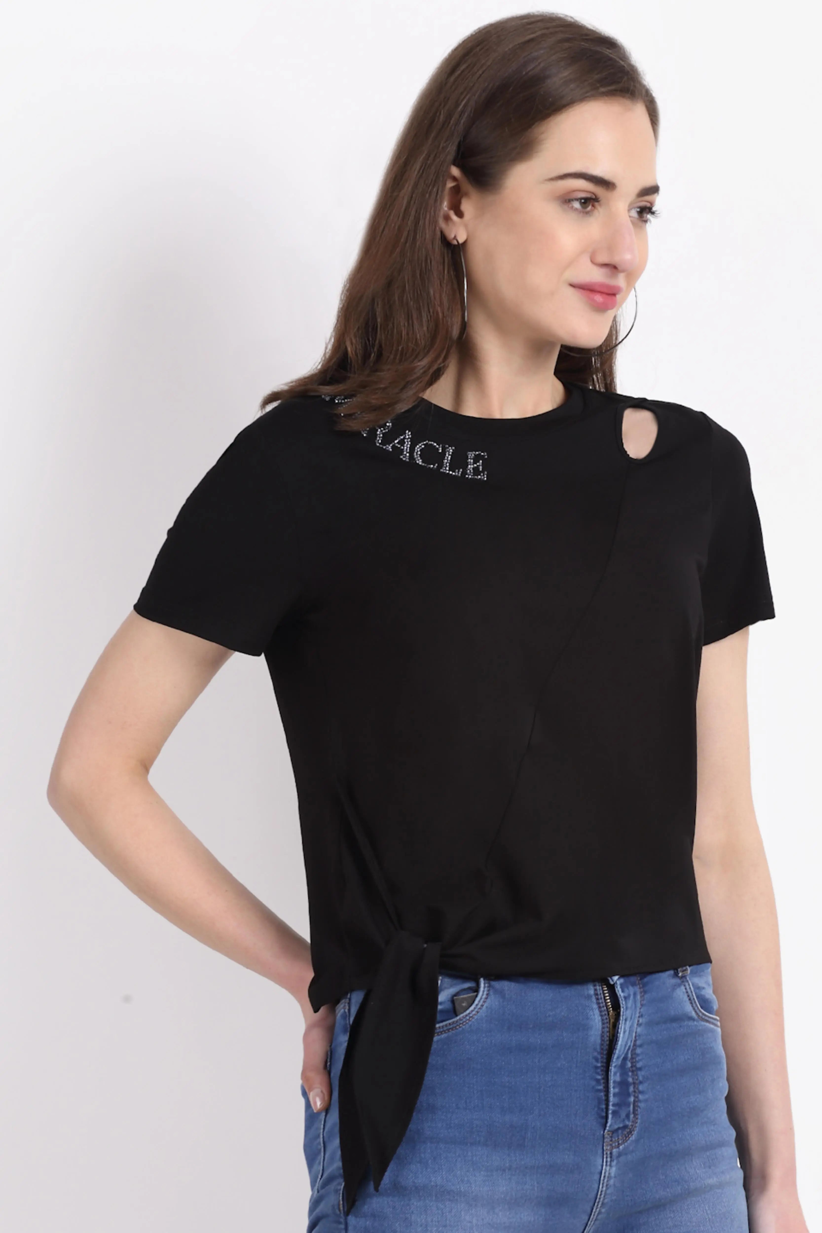 Black Hoisery Scraf Top - Global Republic
