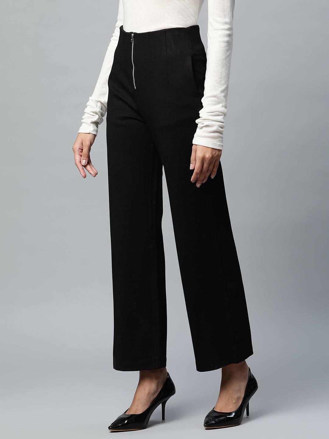 Women Straight Fit Ankle Length Black Jegging Without Waistband - Global Republic