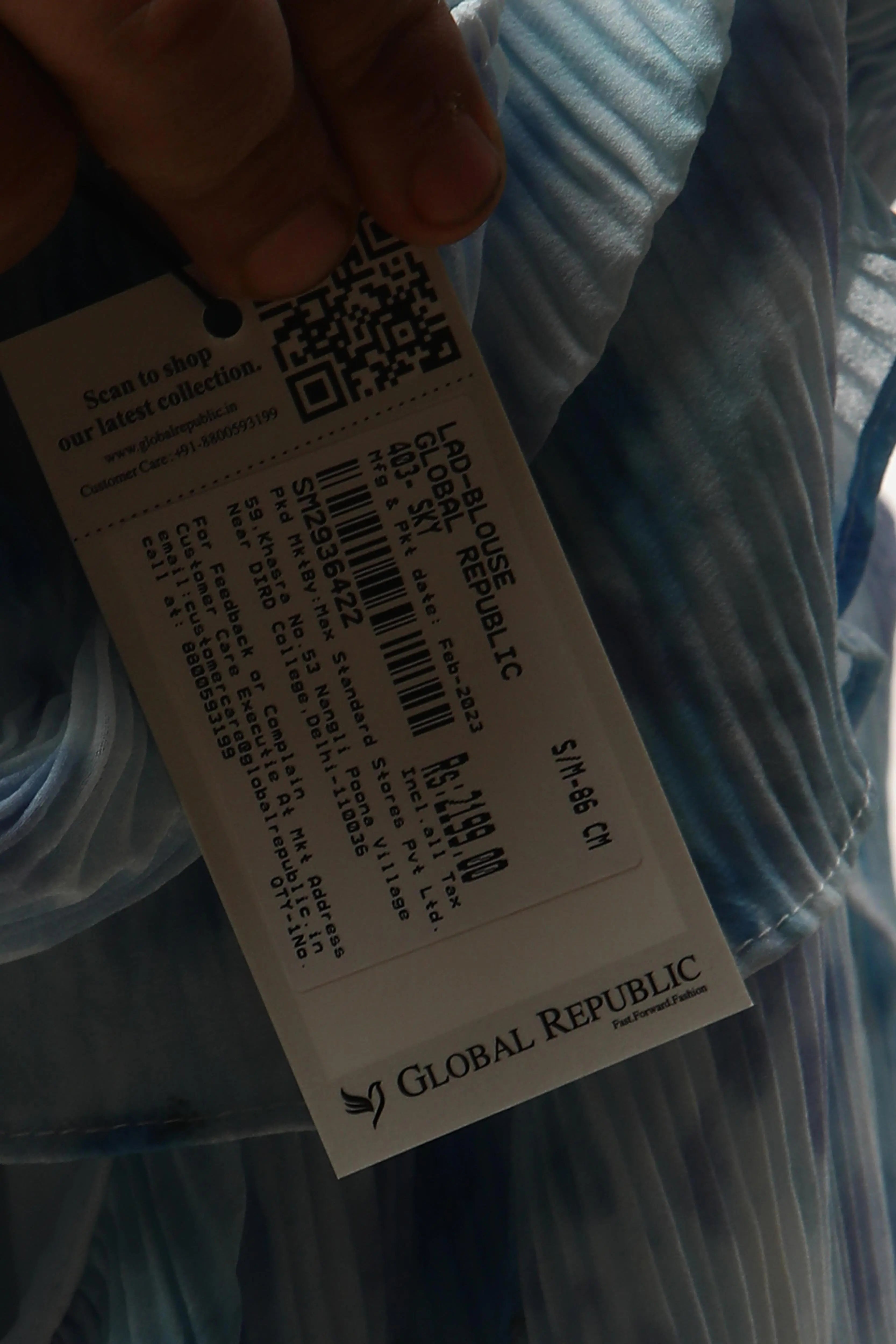 White & Blue A-Line Fit Off Shoulder Top - Global Republic