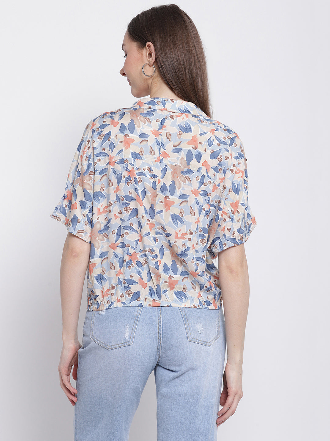 Women Notch Collar Regular Fit Shirt Top - Global Republic