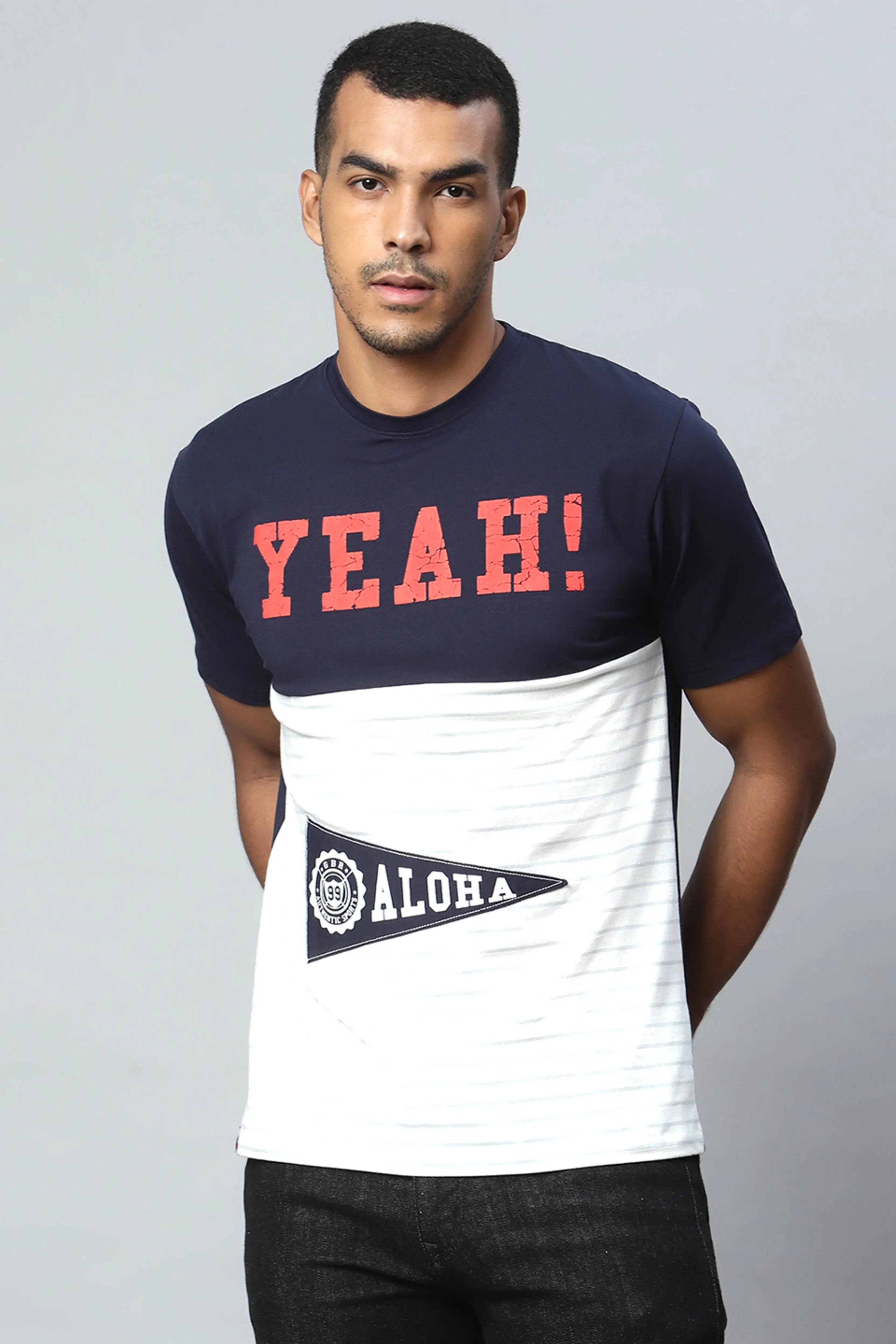 Navy Blue Alpha Printed Night Suit