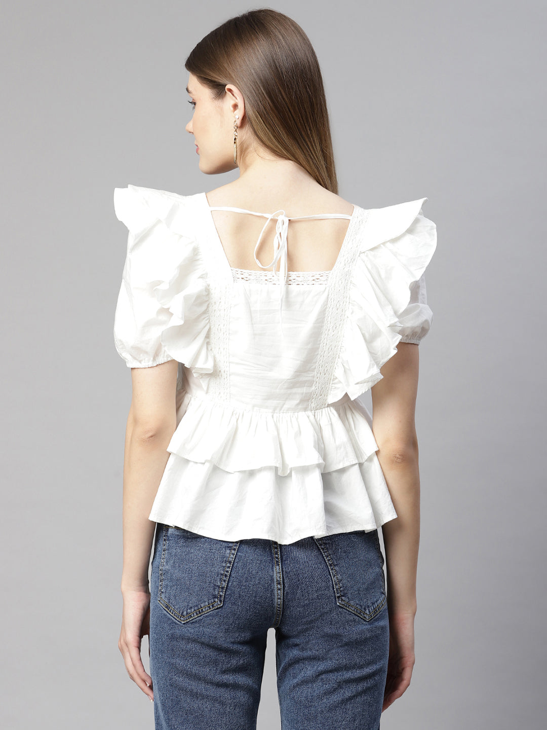 Women Butterfly Peplum Blouson Top - Global Republic