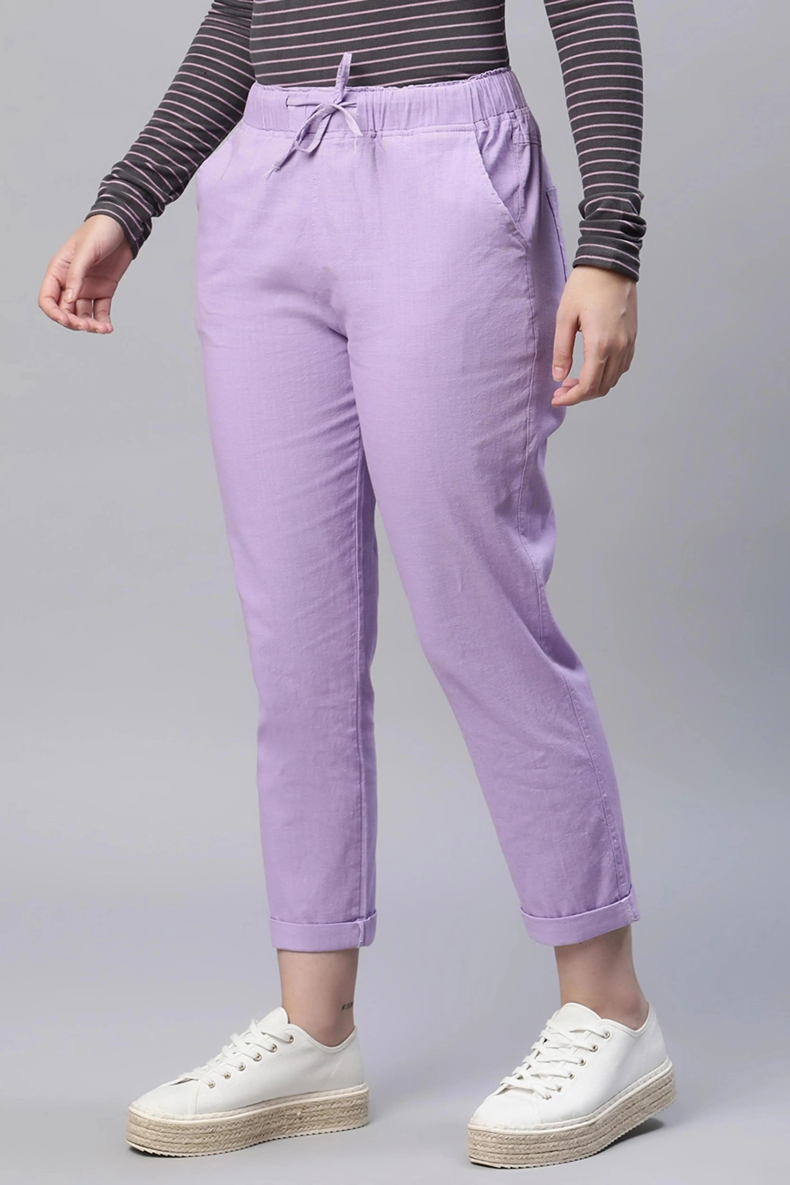 Lilac Cotton Ankle Length Lower - Global Republic