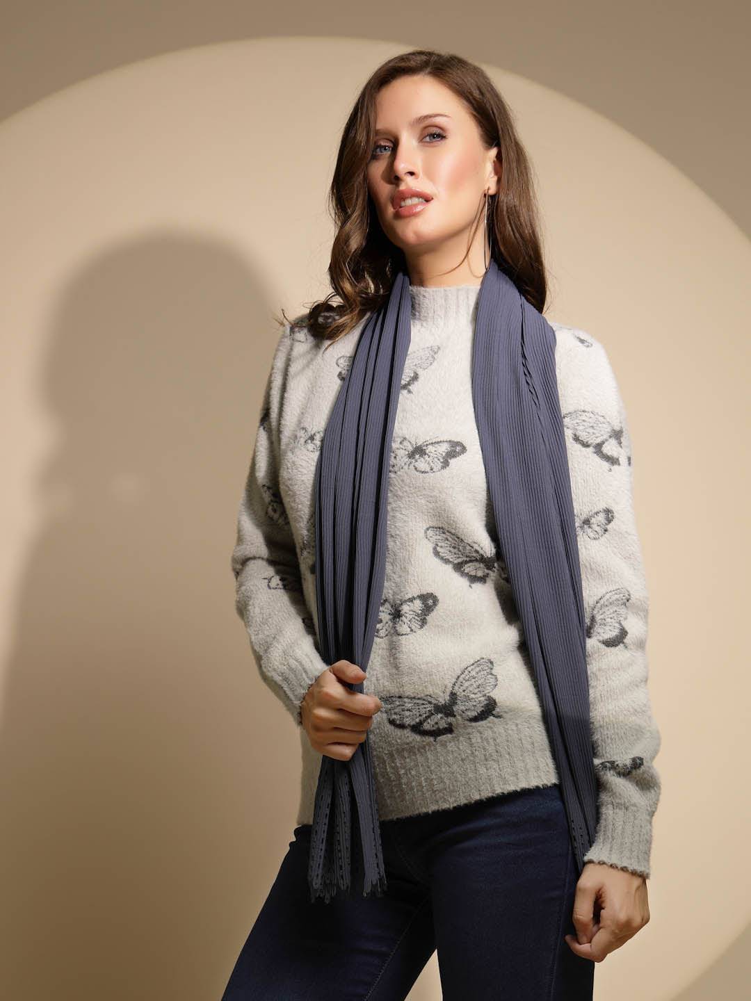 Blue Solid Stole For Girl's & Women