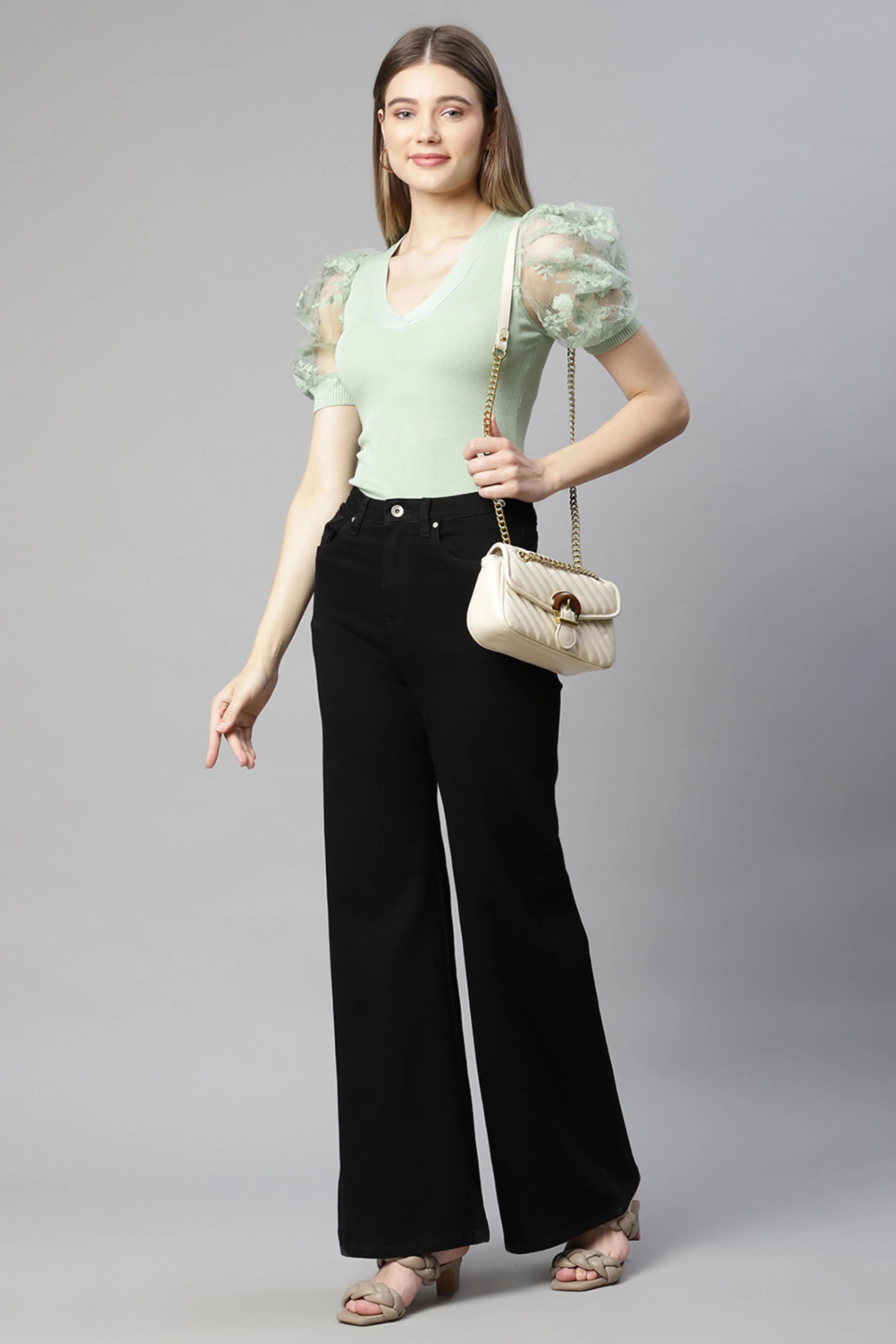 Women Pastel Green Knit Top - Global Republic