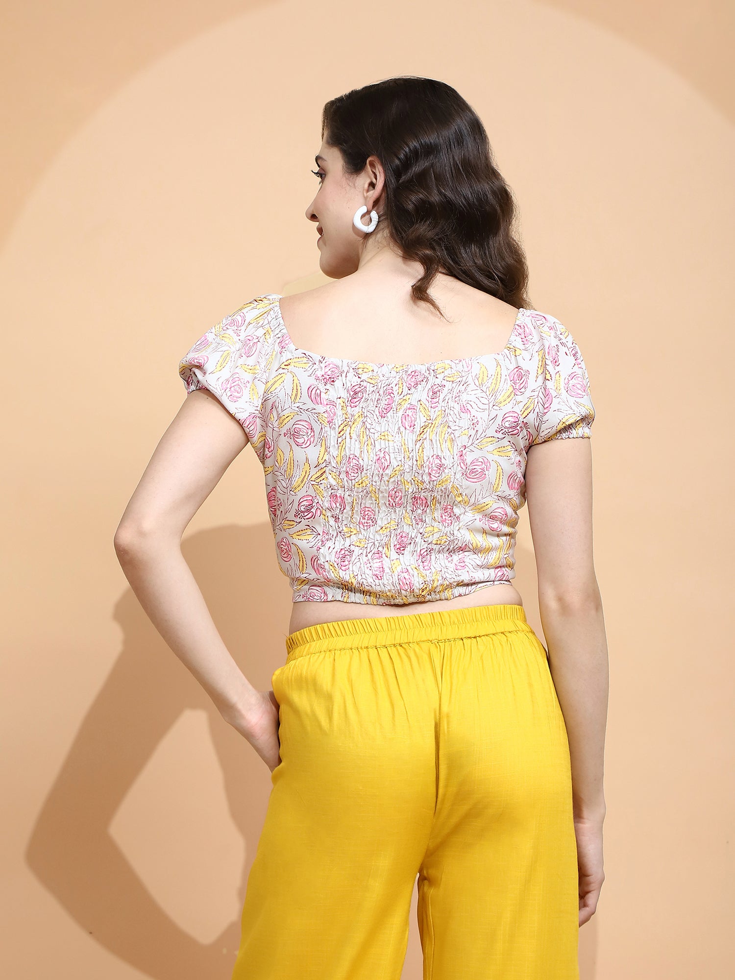 Pink Rayon Printed Crop Top - Global Republic