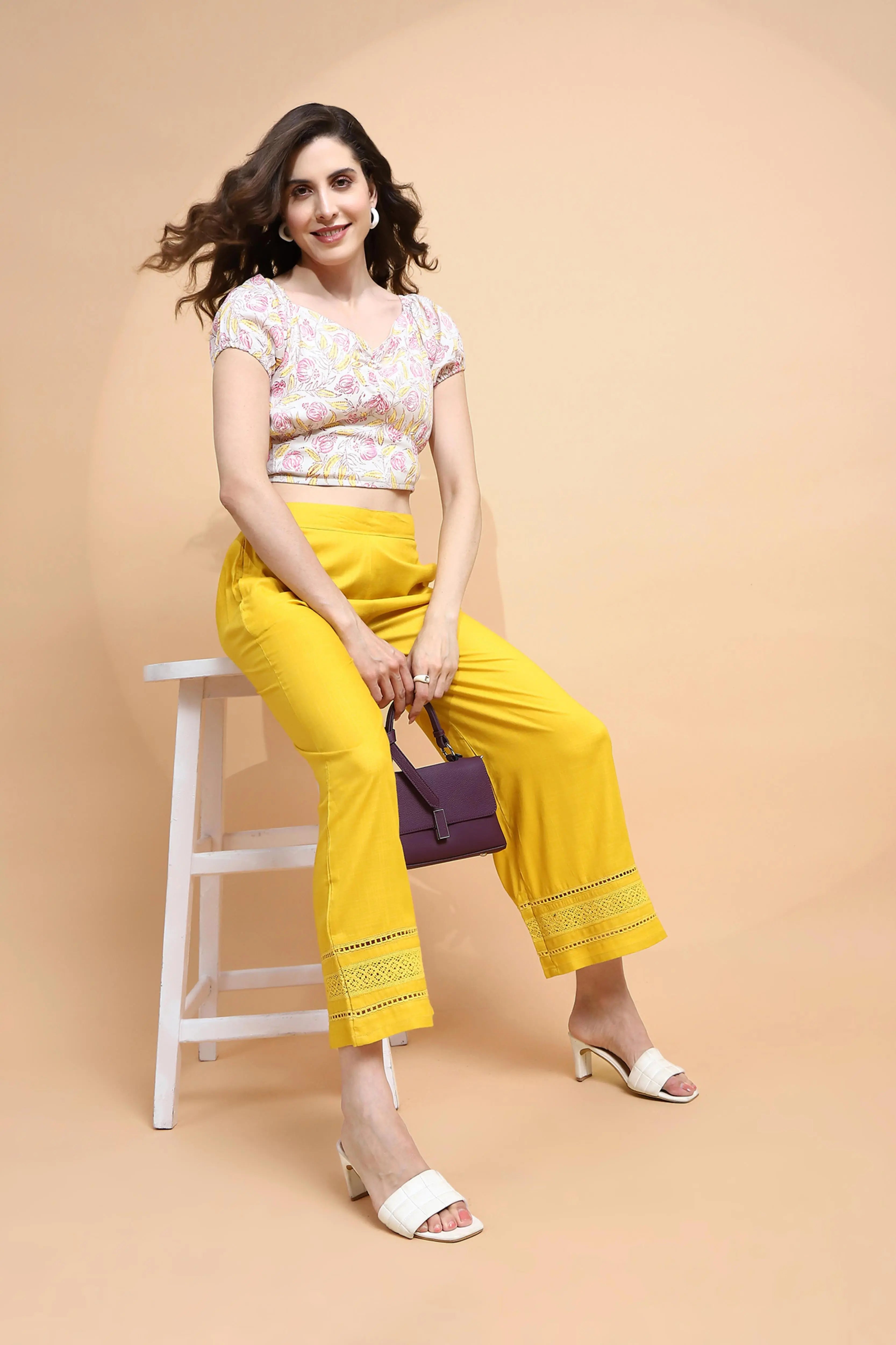 Pink Rayon Printed Crop Top - Global Republic