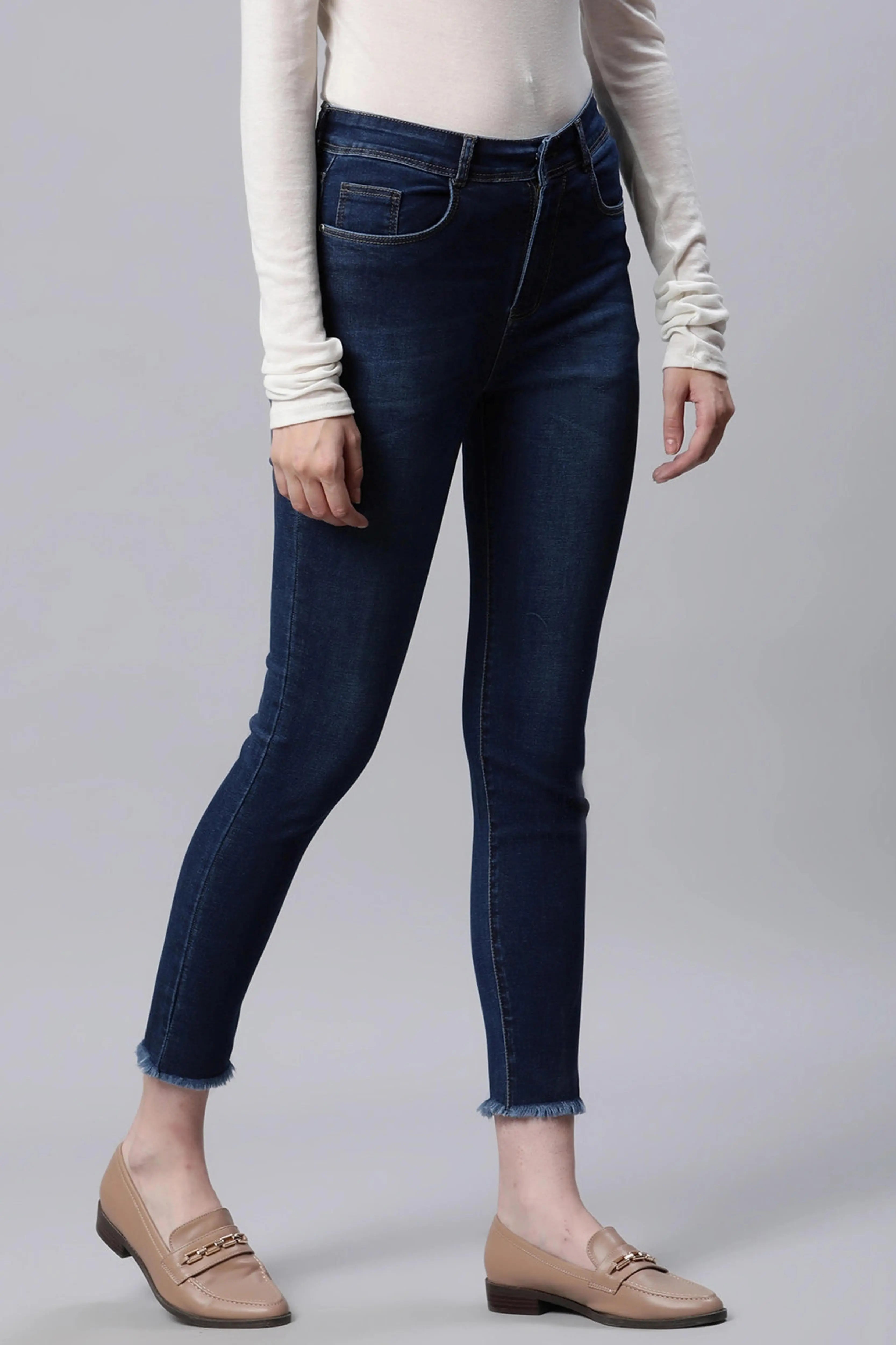 Blue High Waist Slim Fit Jeans - Global Republic