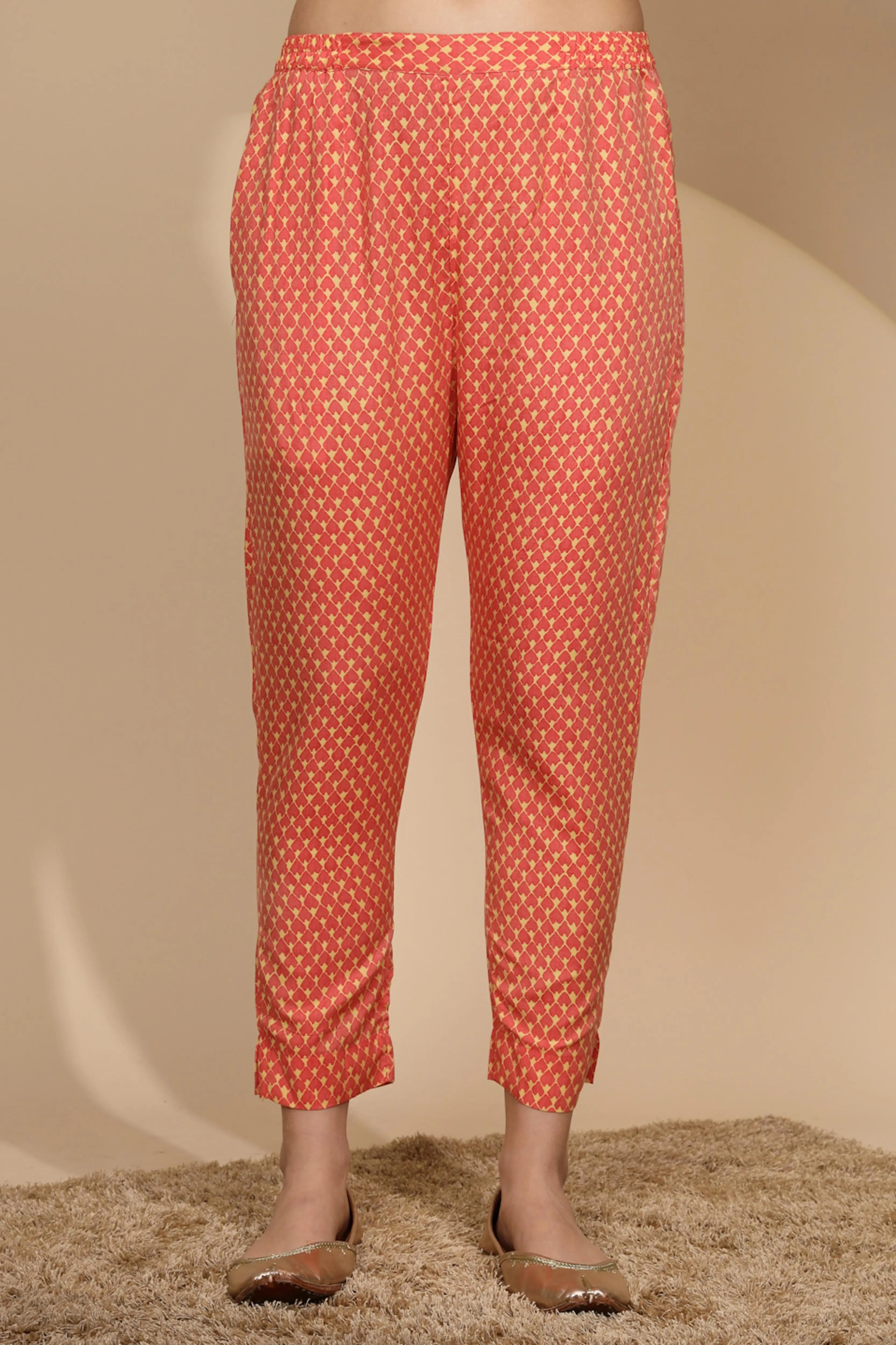 Yellow Printed Cotton Blend Kurta Set - Global Republic