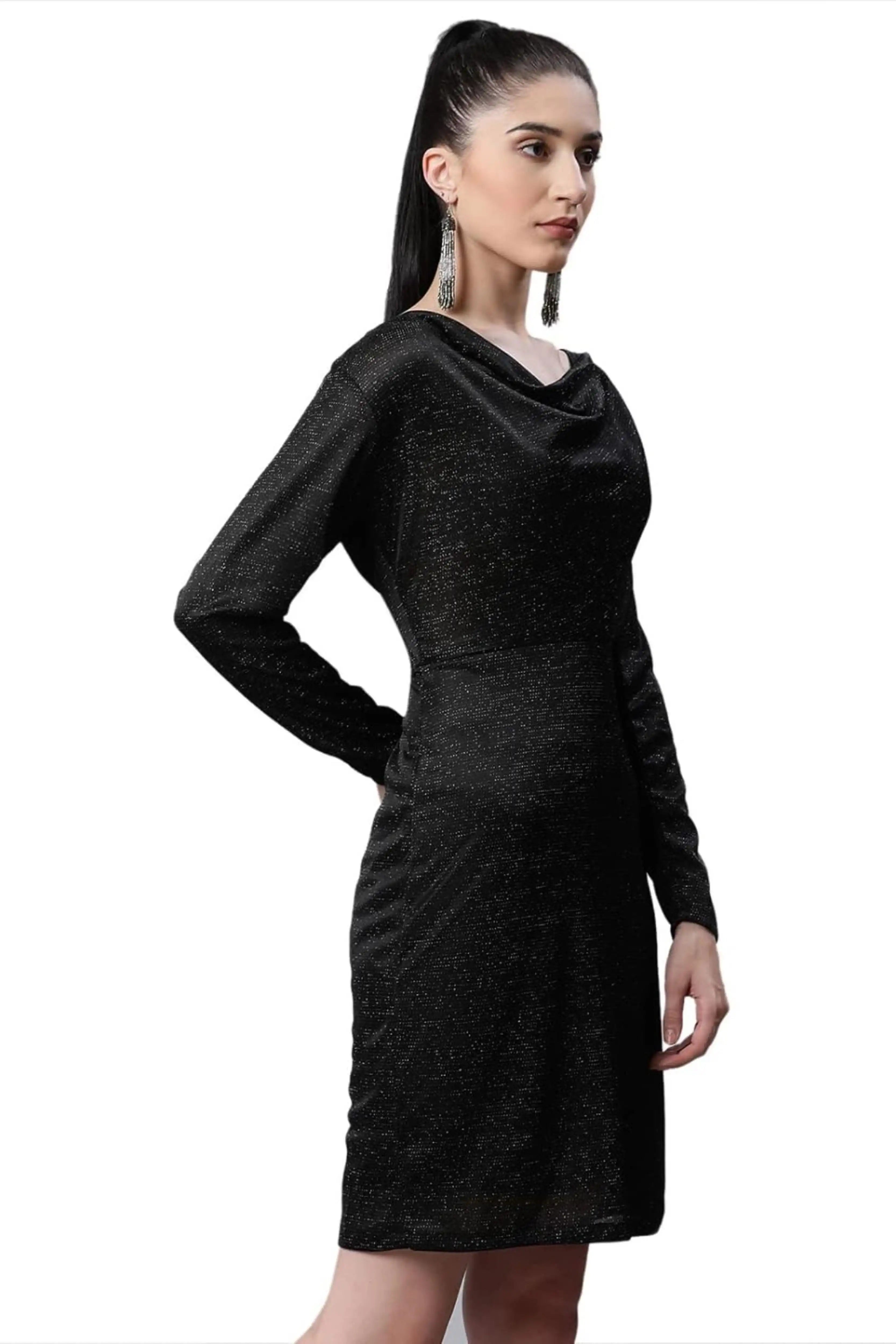 Black Hosiery Sheath Party Dress