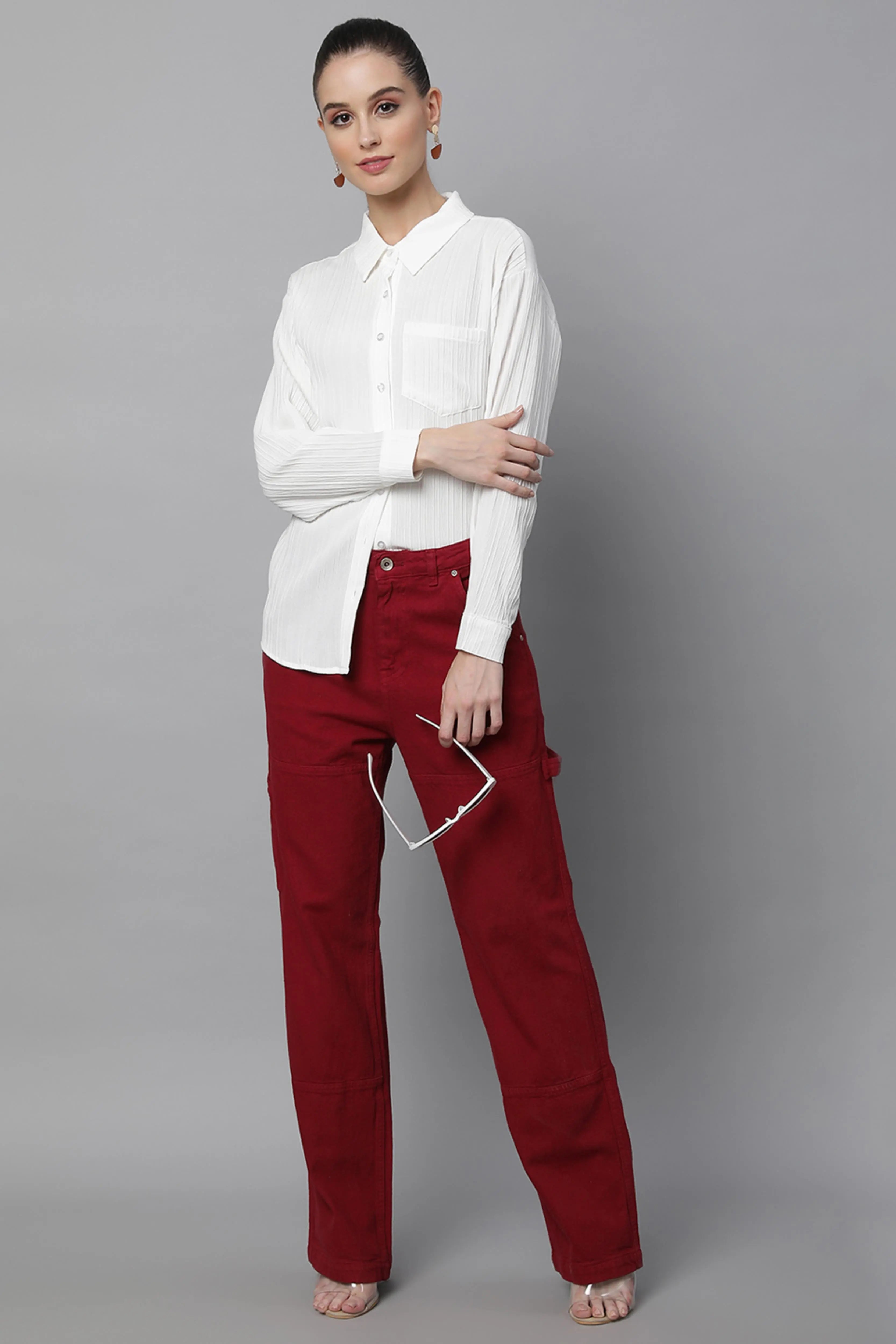 Red Regular Fit Full Length Jeans - Global Republic