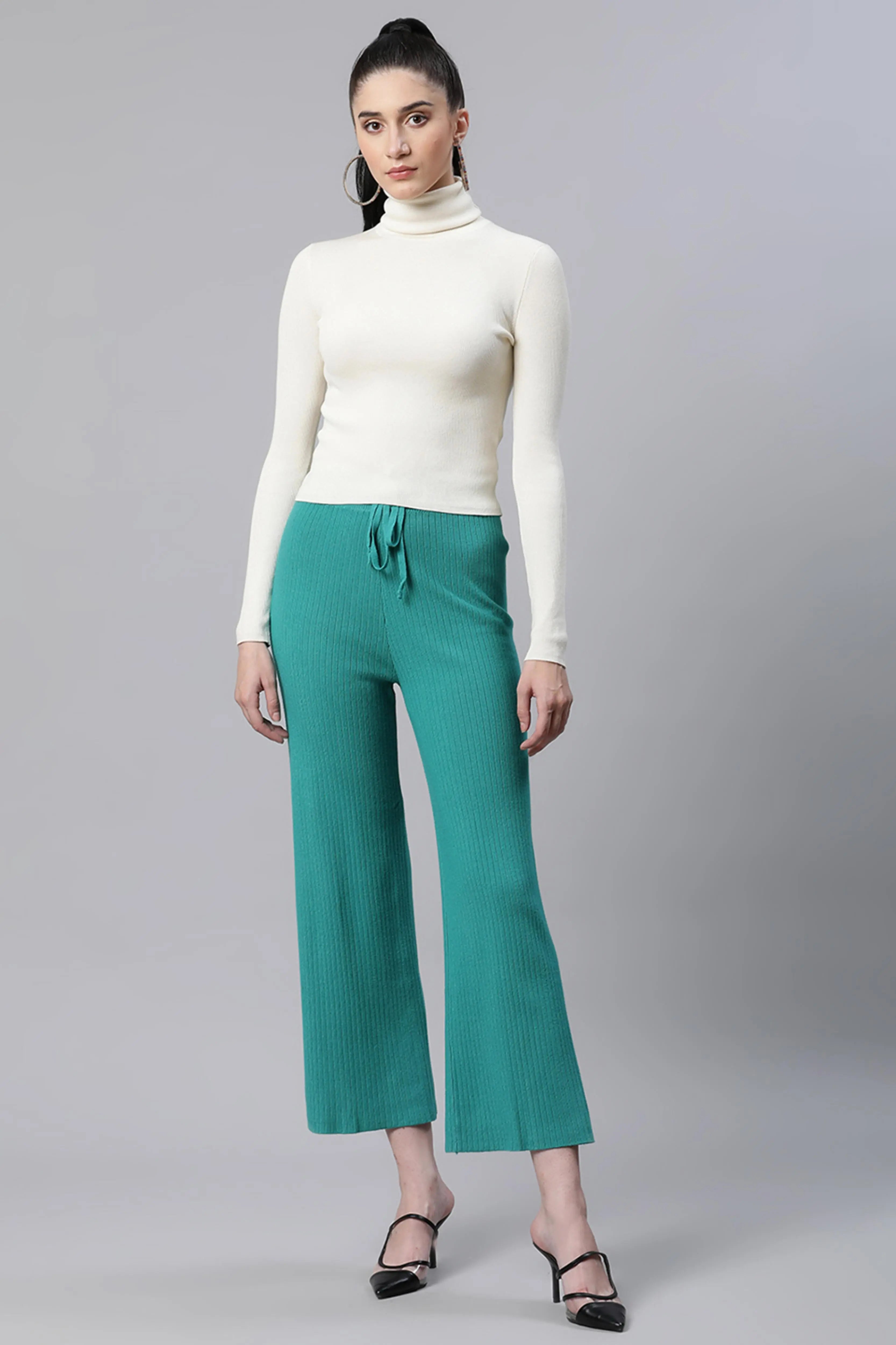 High Rise Green Flared Leg Lower - Global Republic