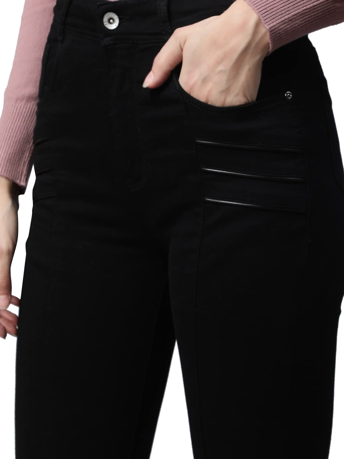 Black Cotton Blend Bootcut Jeans - Global Republic