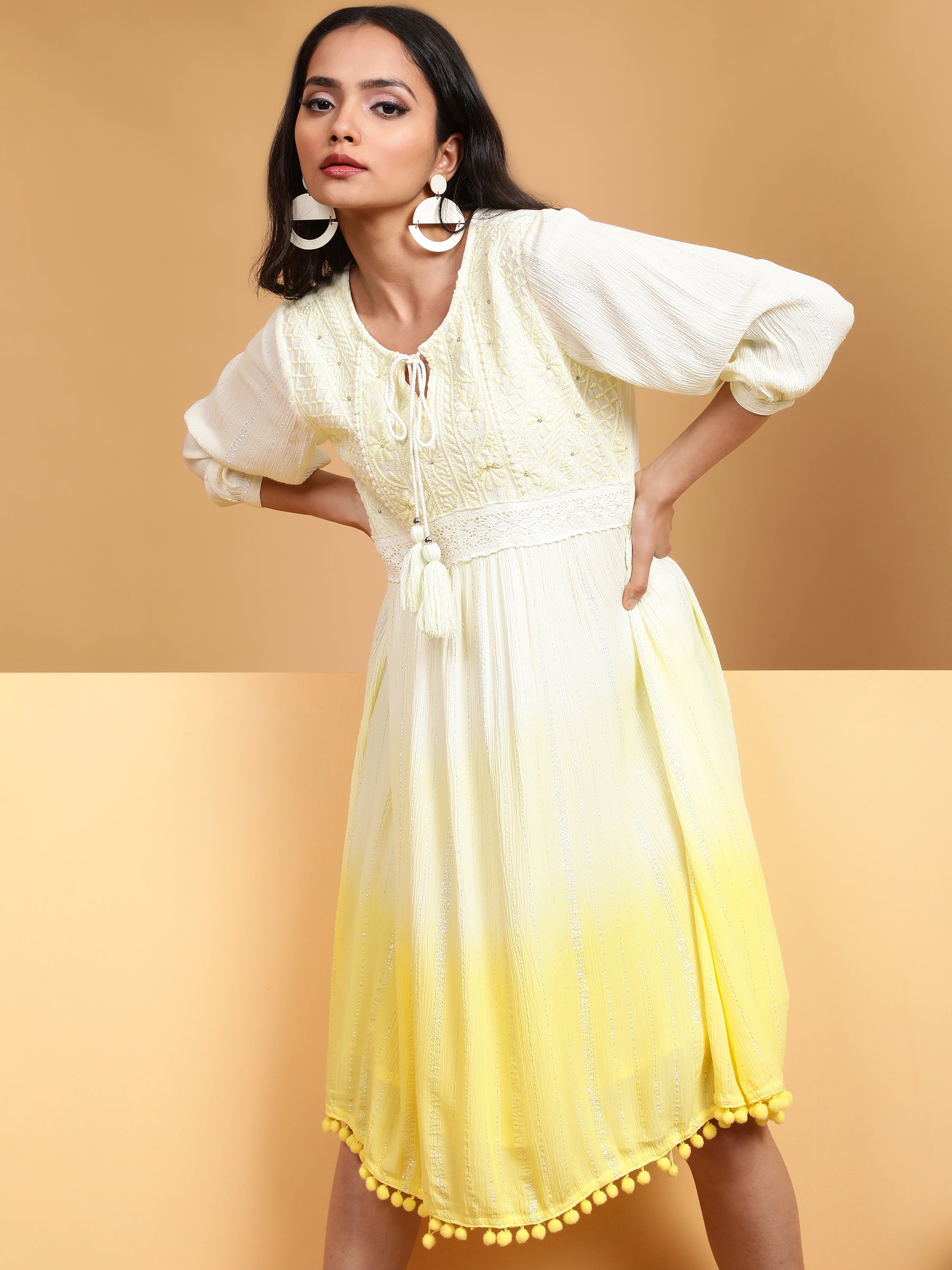 Yellow Ombre Cotton Dress - Global Republic