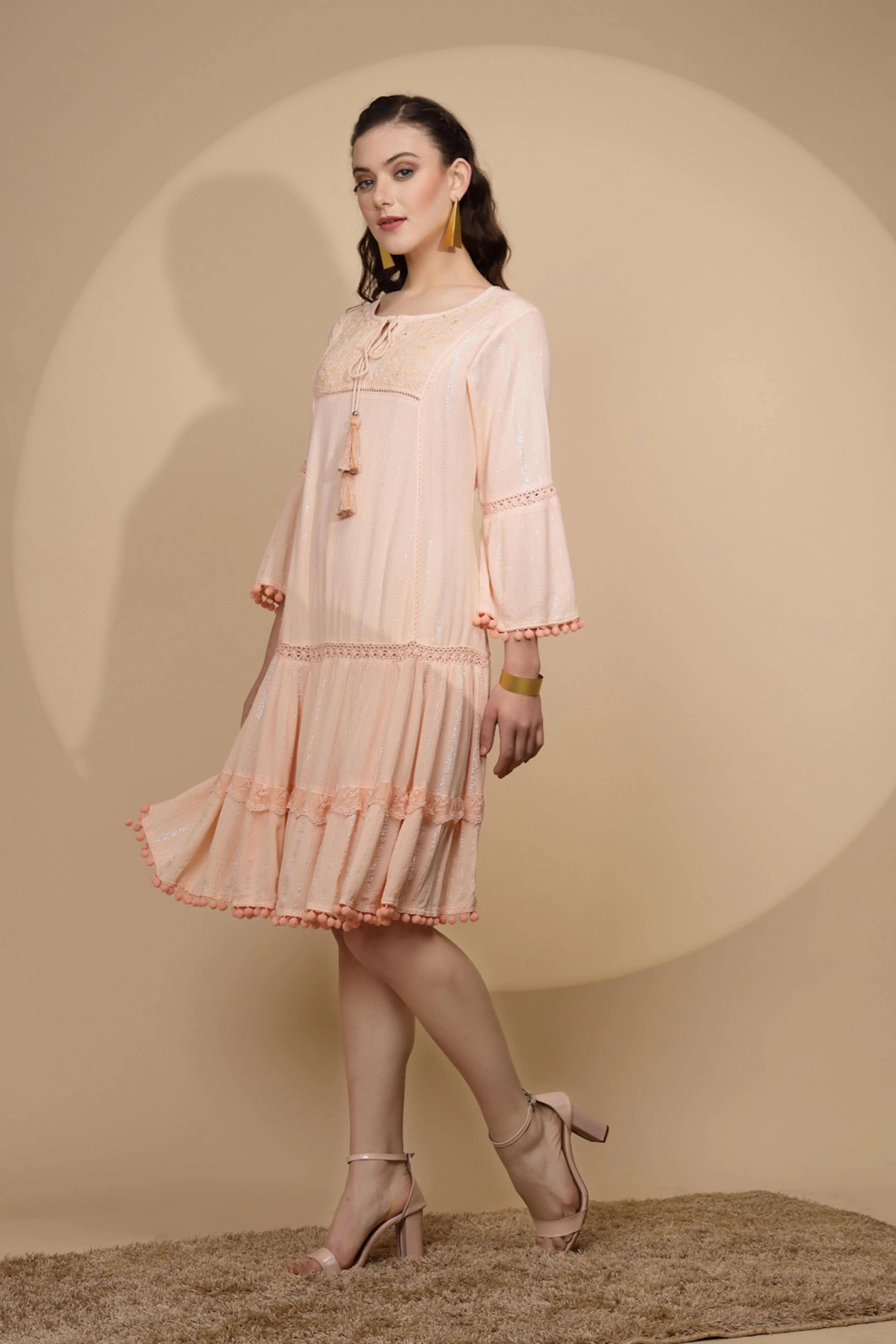 Peach Cotton Regular Fit Kurta - Global Republic