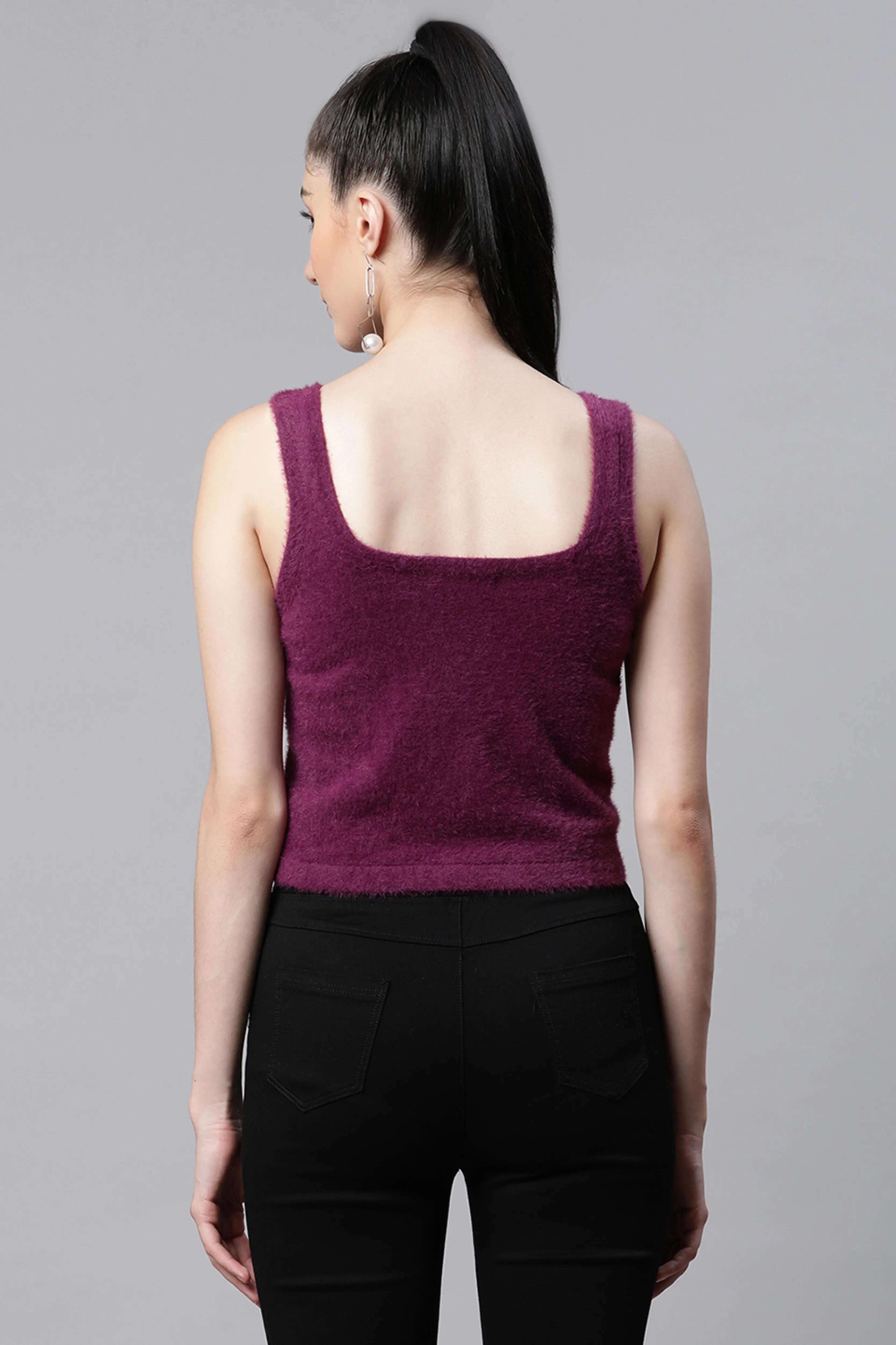 Pile knit Plum Pile knit Slim Fit Casual Pullover - Global Republic