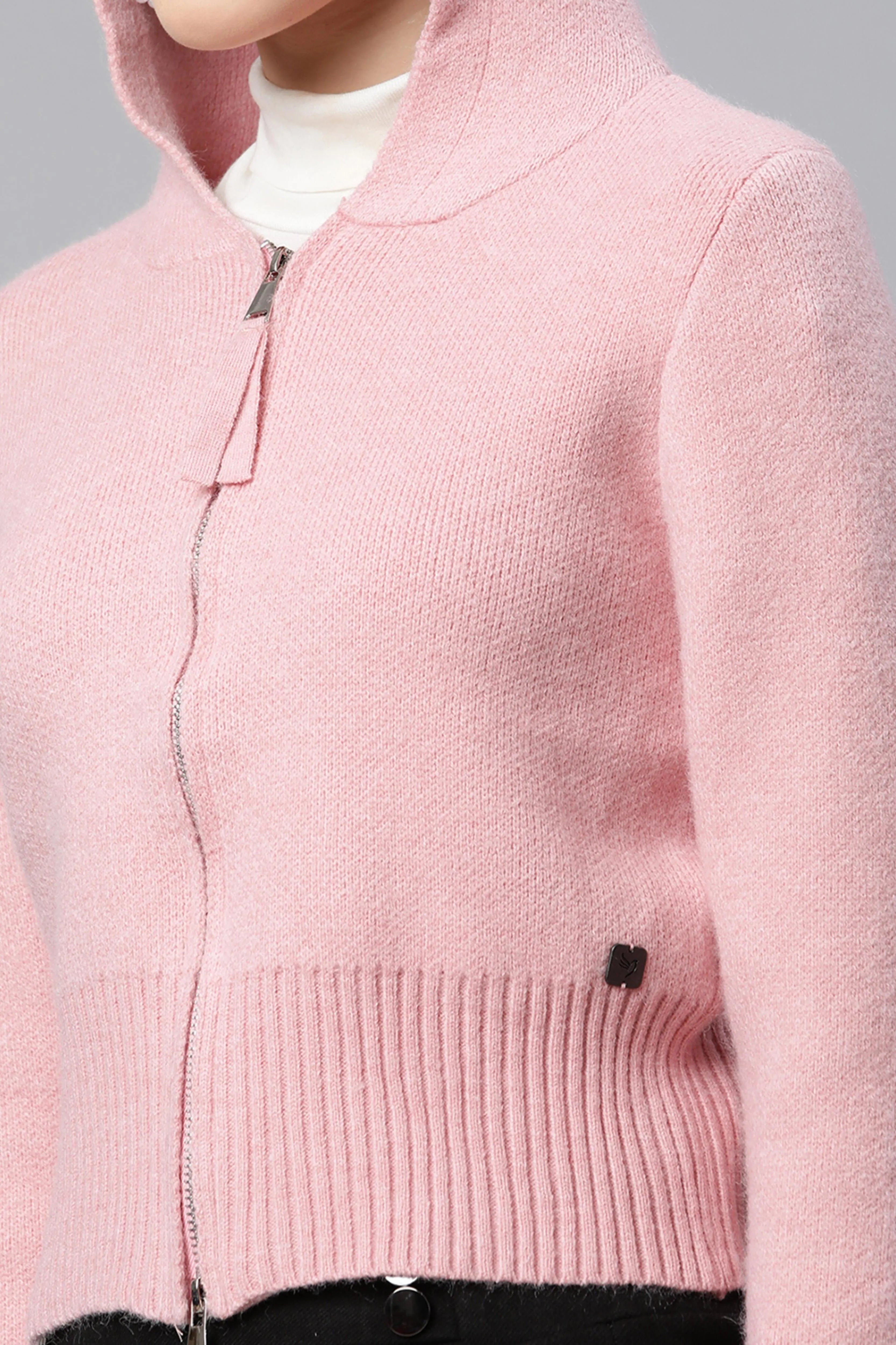 Solid Blush Pink Fleece Regular Fit Casual Pullover - Global Republic