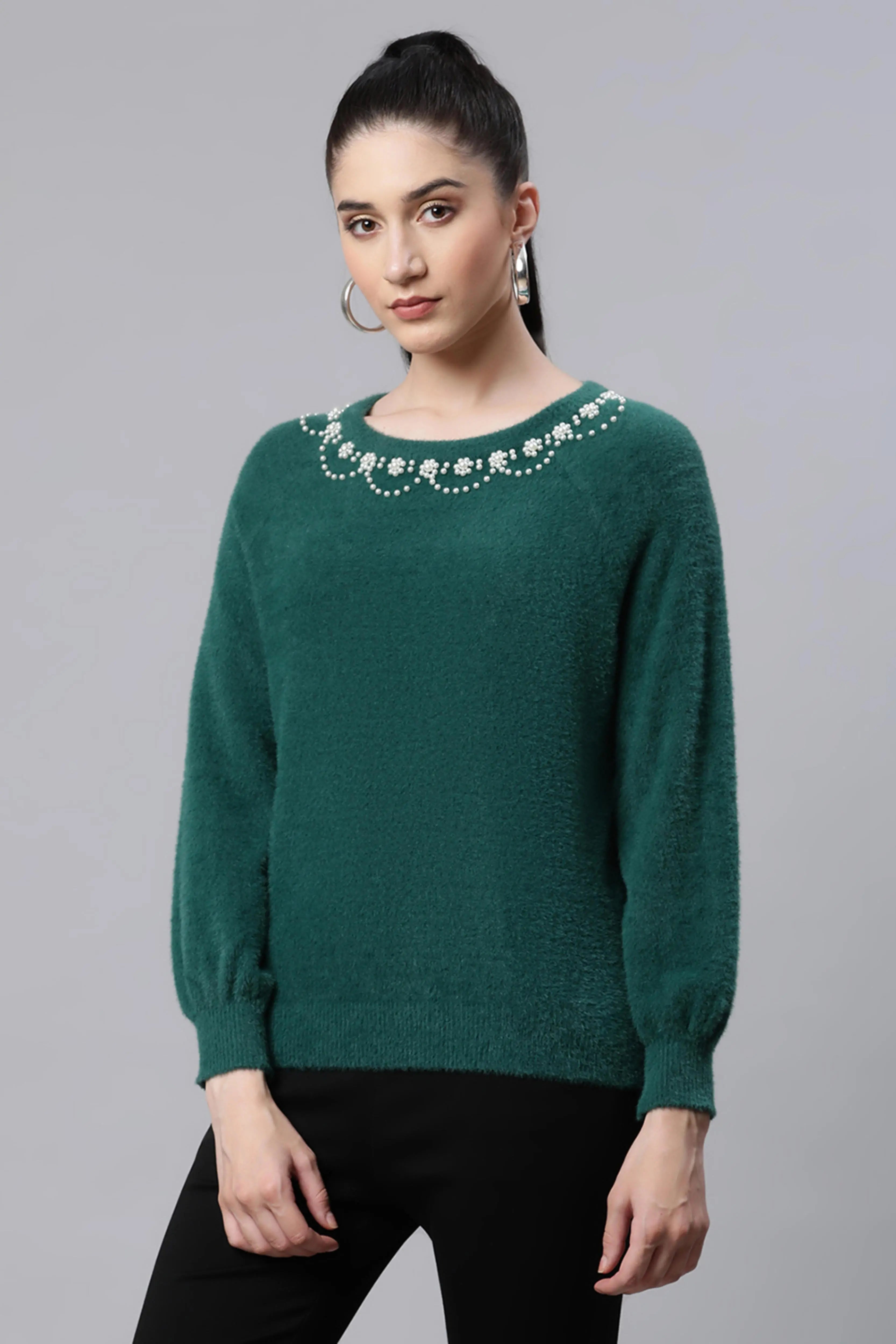Embellished Green Woolen
