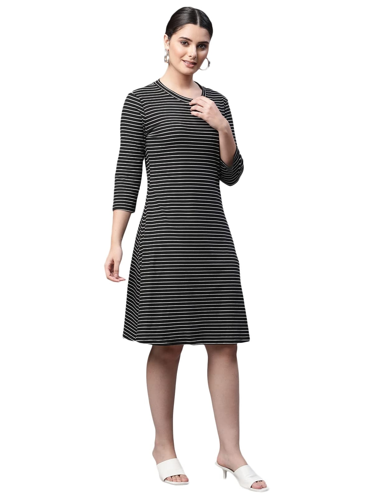 Black & White Striped Hosiery Dress - Global Republic