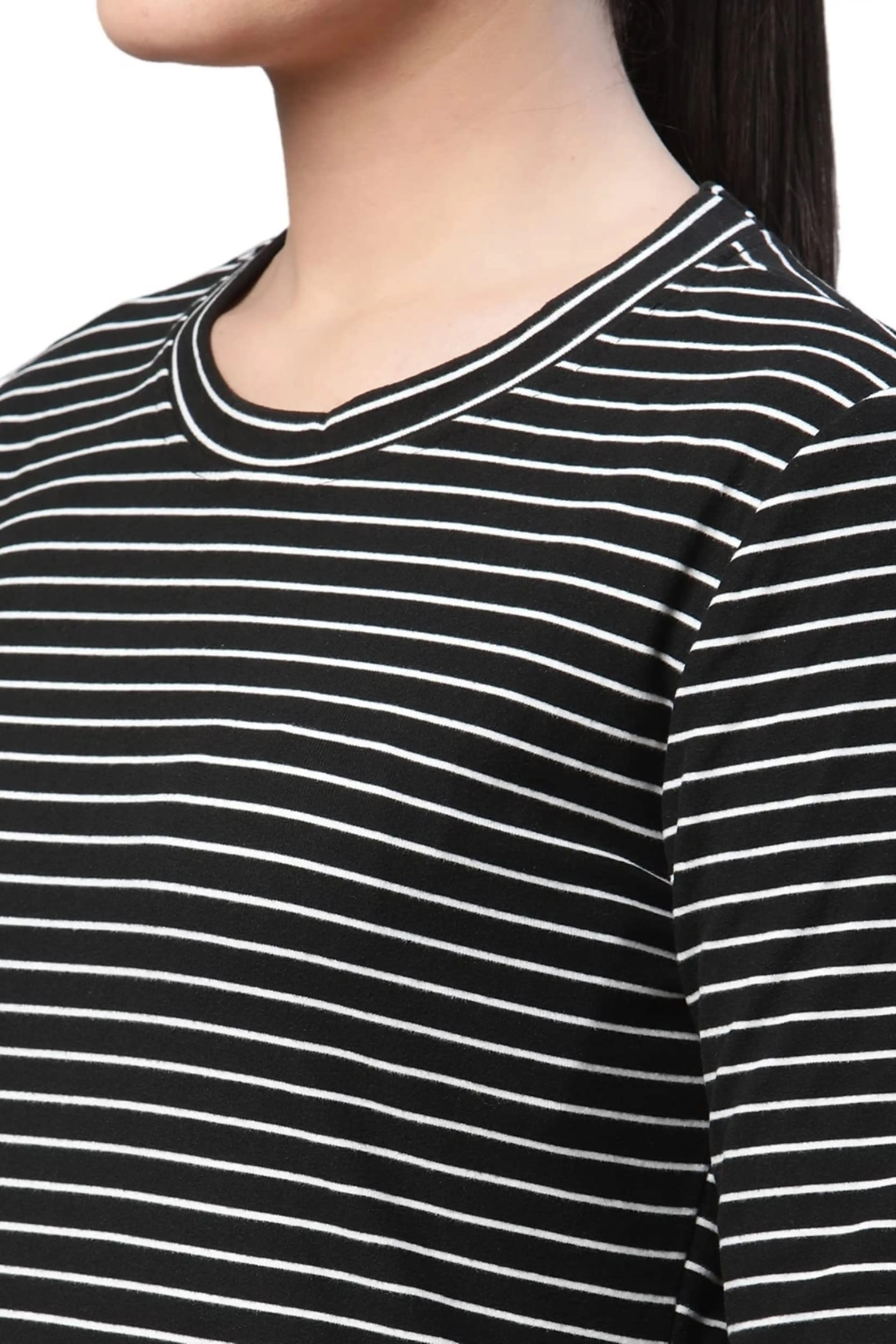 Black & White Striped Hosiery Dress